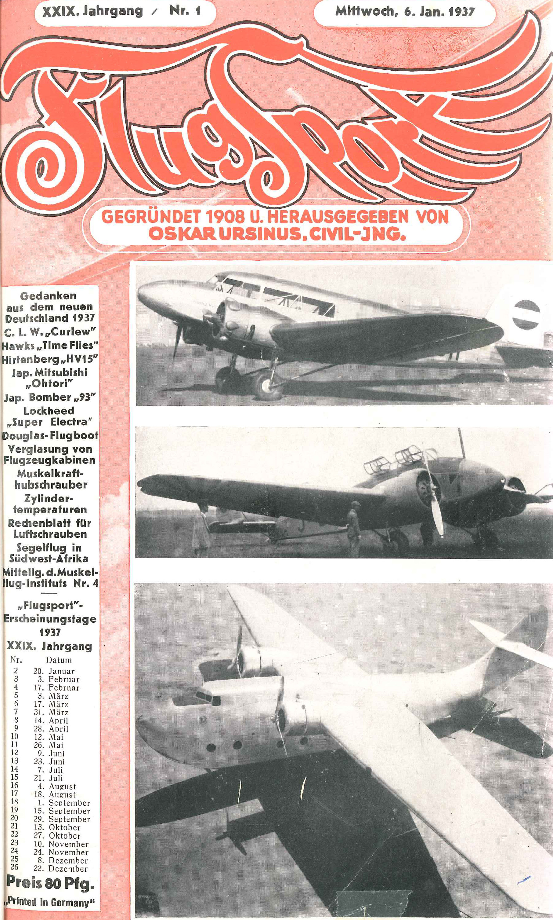 Flugsport 1937 - Heft 1/1937