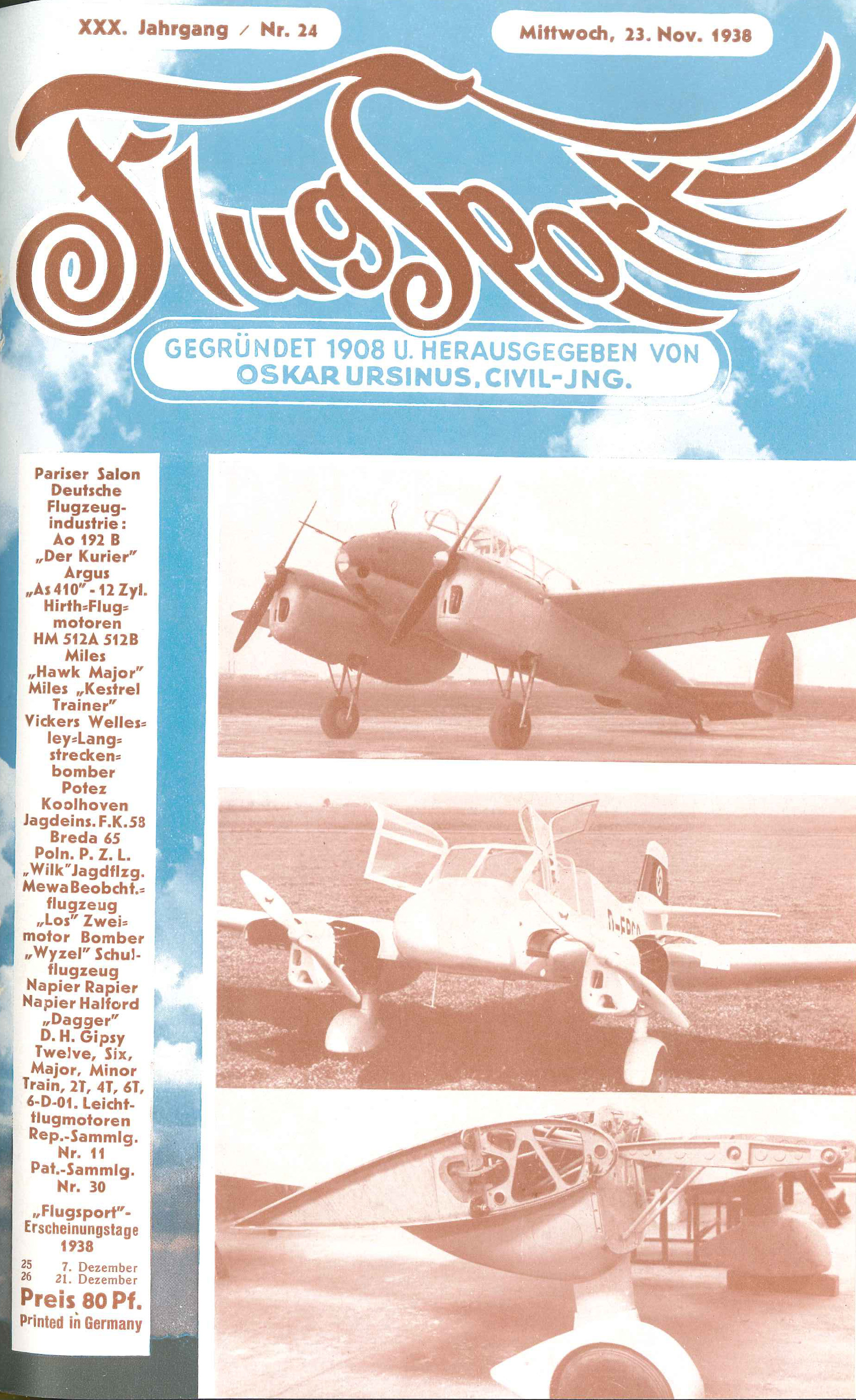 Flugsport 1938 - Heft 24/1938