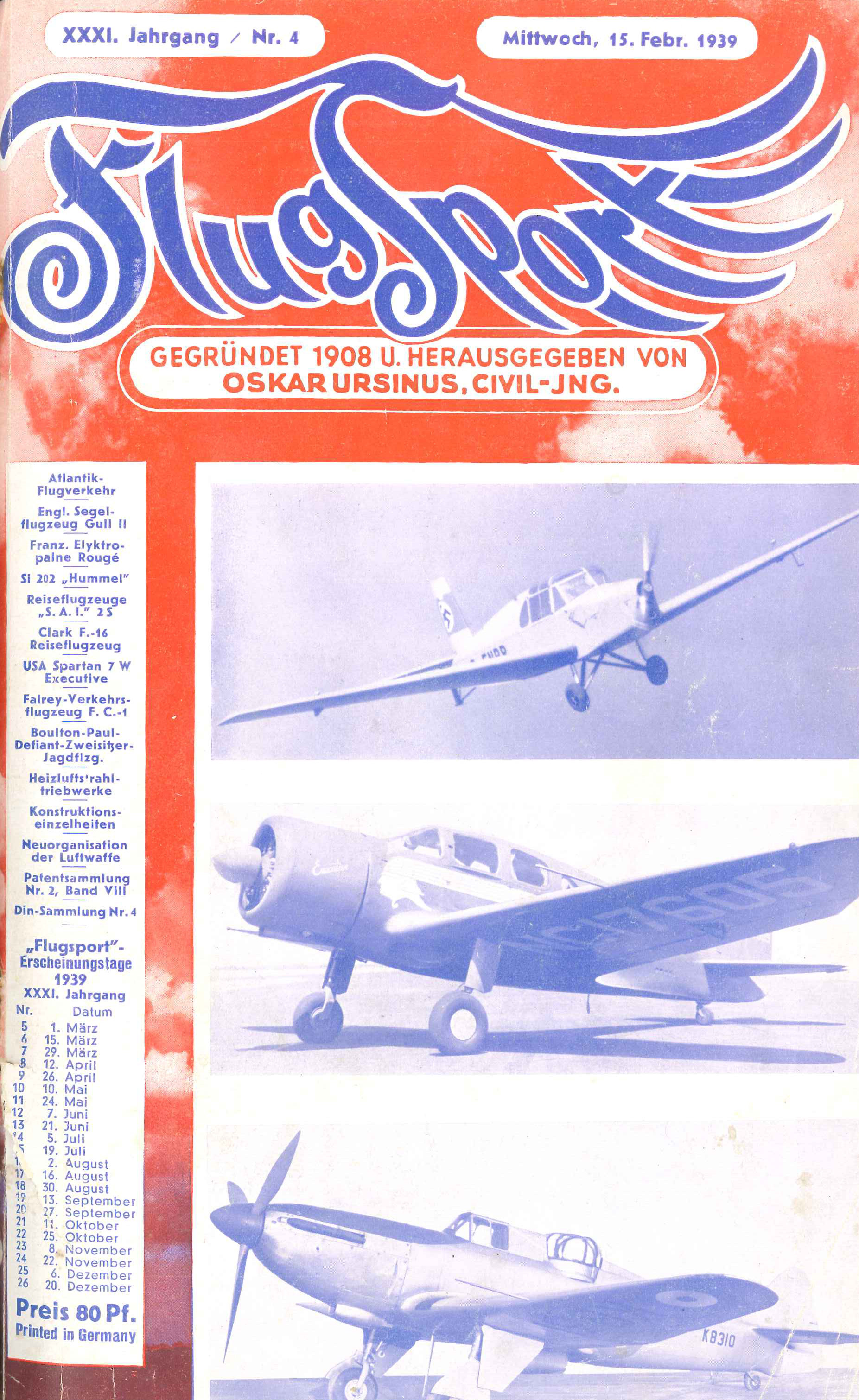 Flugsport 1939 - Heft 4/1939