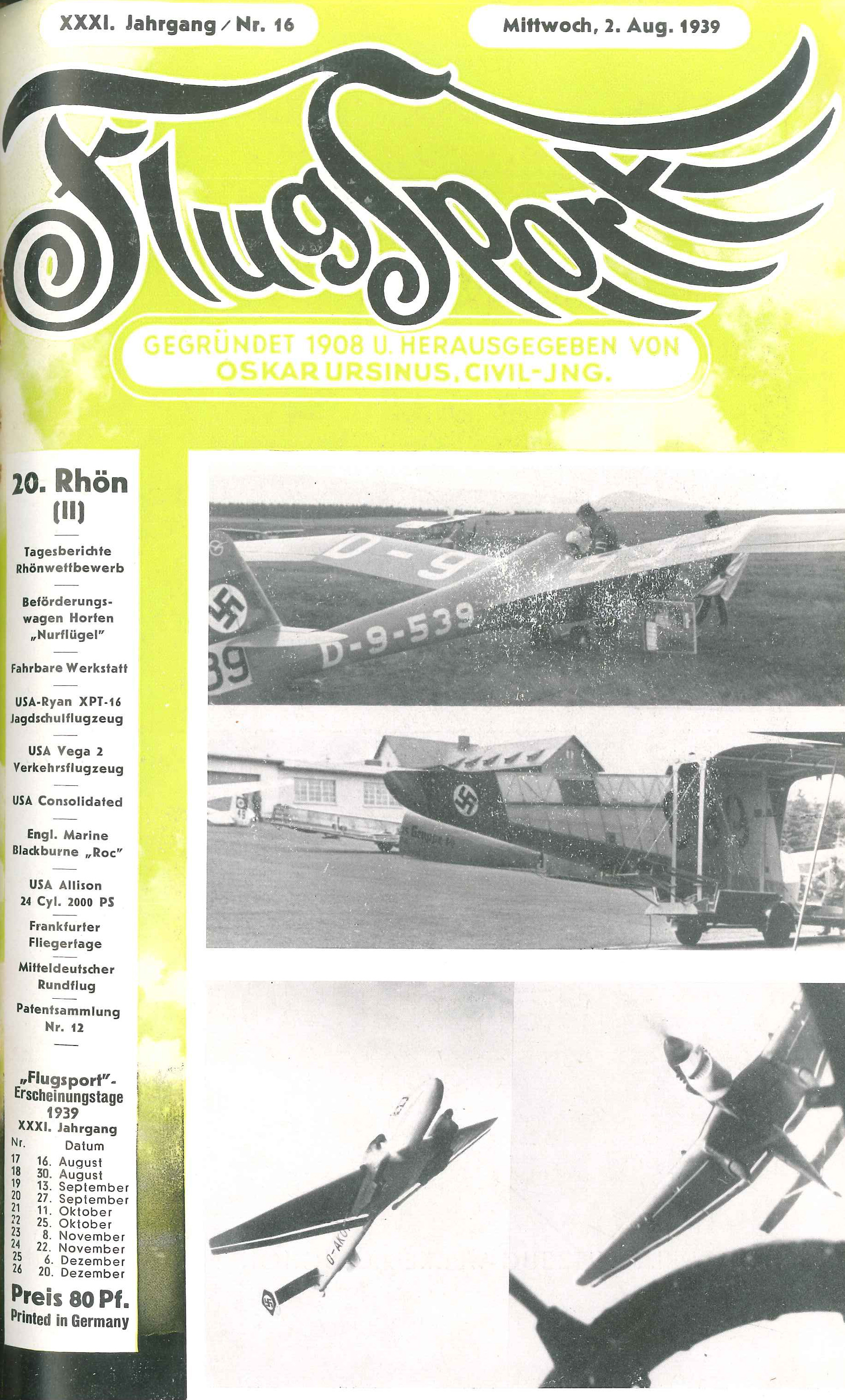 Flugsport 1939 - Heft 16/1939