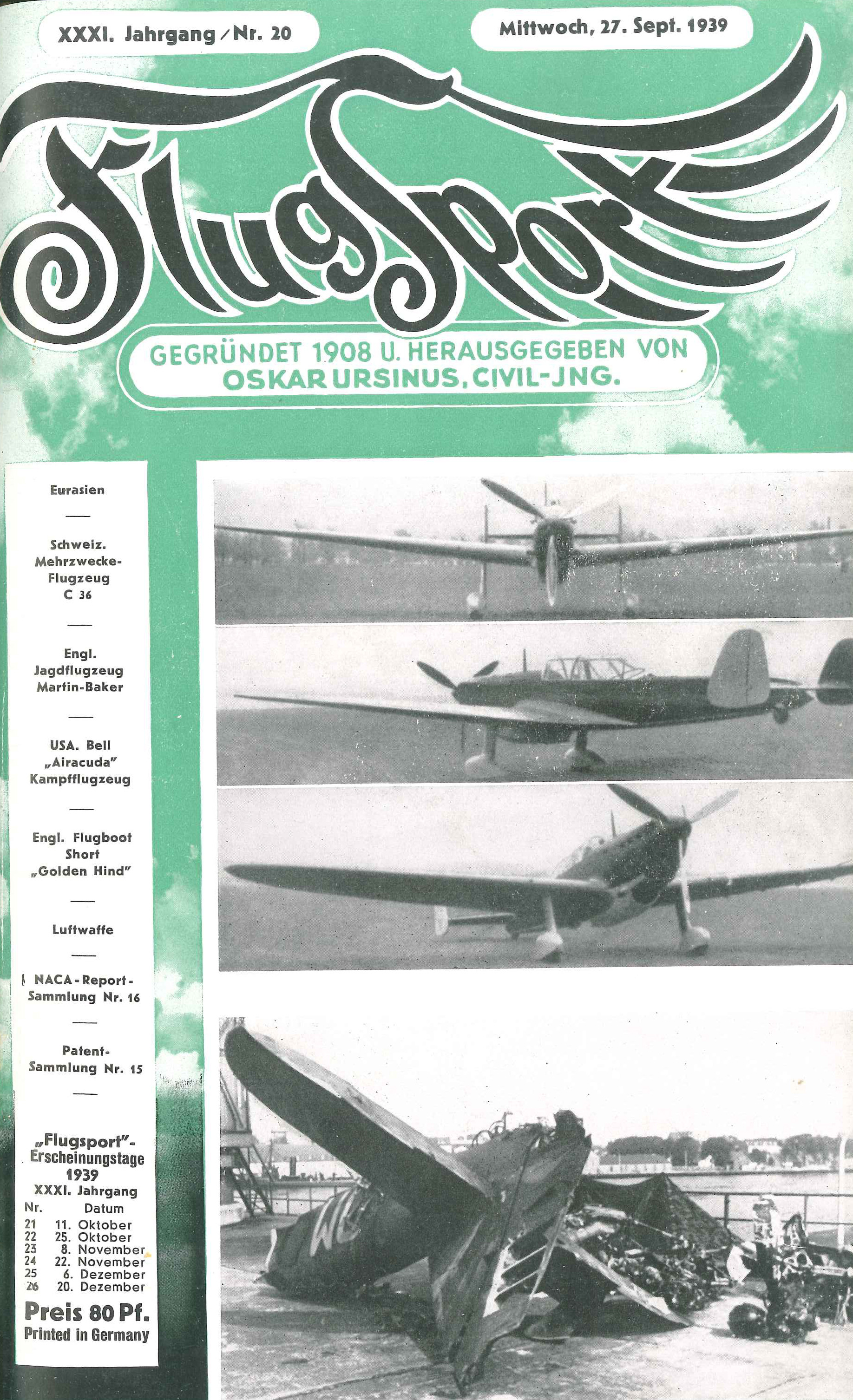 Flugsport 1939 - Heft 20/1939