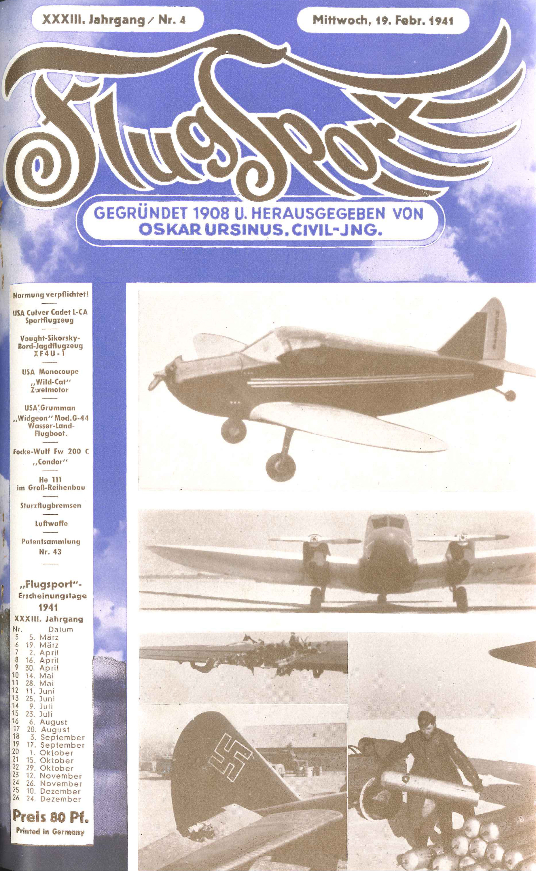 Flugsport 1941 - Heft 4/1941
