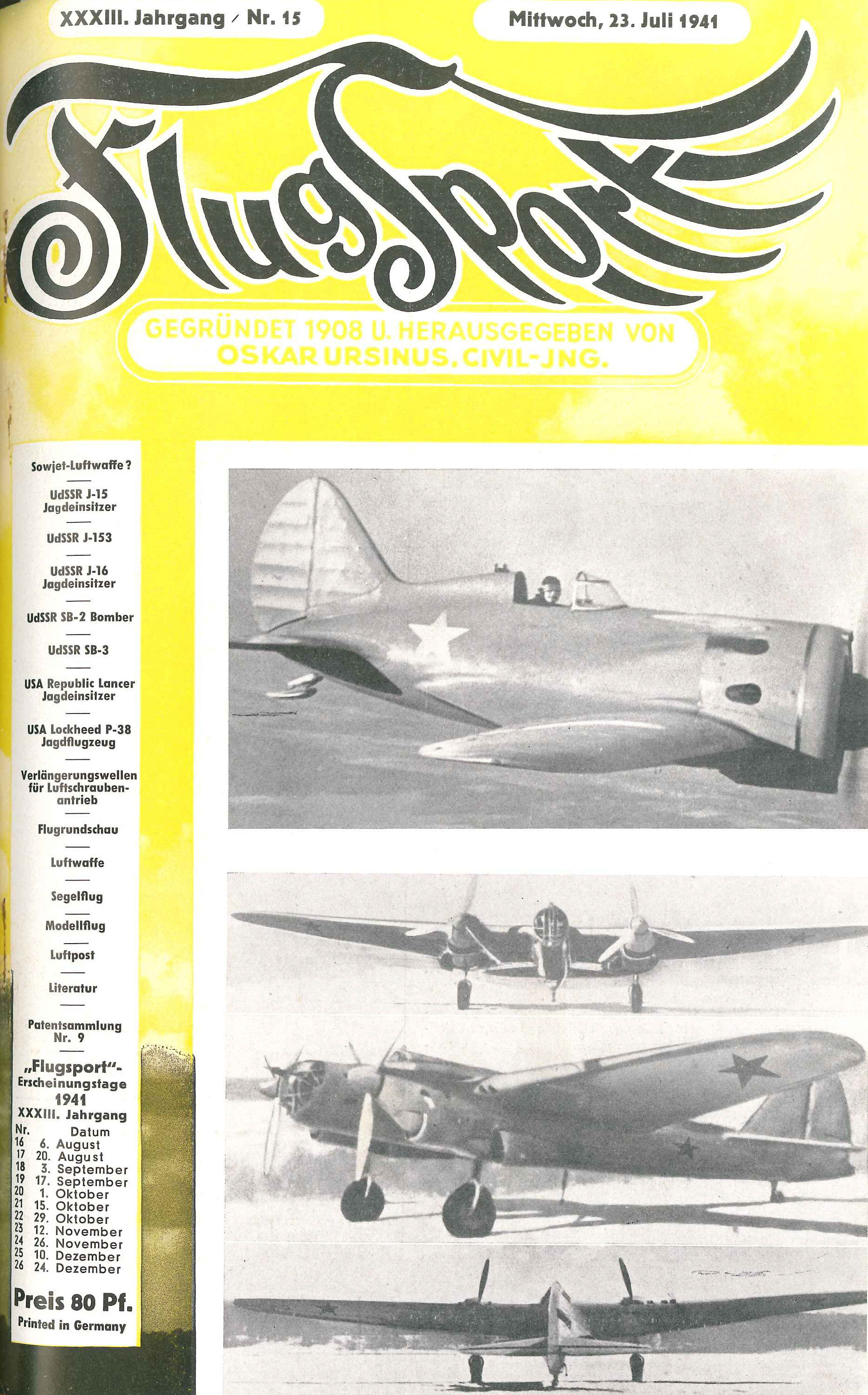 Flugsport 1941 - Heft 15/1941