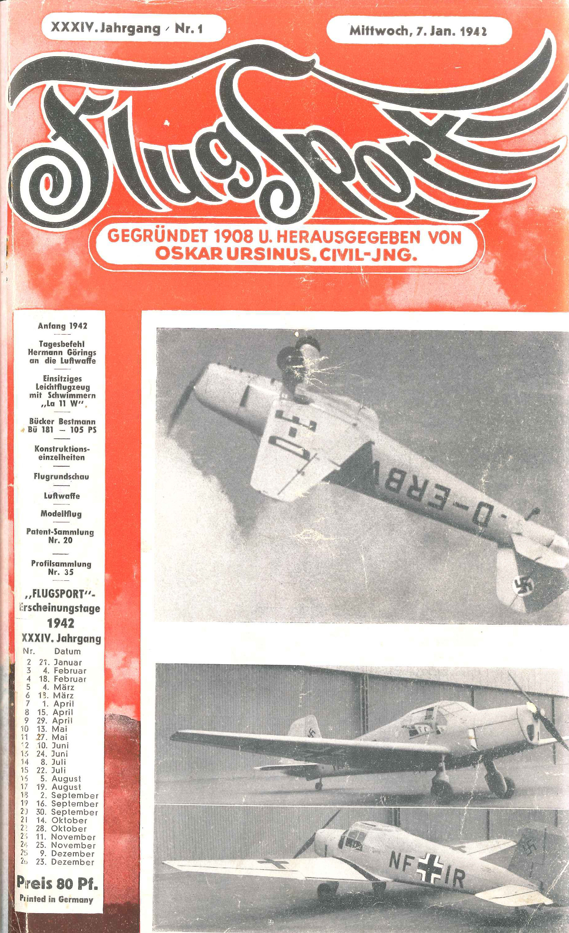 Flugsport 1942 - Heft 1/1942