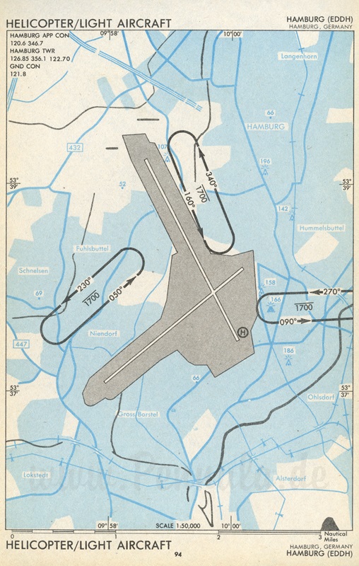 Hamburg Flugplatz Sichtanflugkarte (Traffic Pattern)