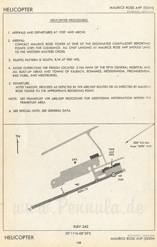Maurice Rose Frankfurt Bonames Flughafen Aerodrome Chart (Militärflugplatz)