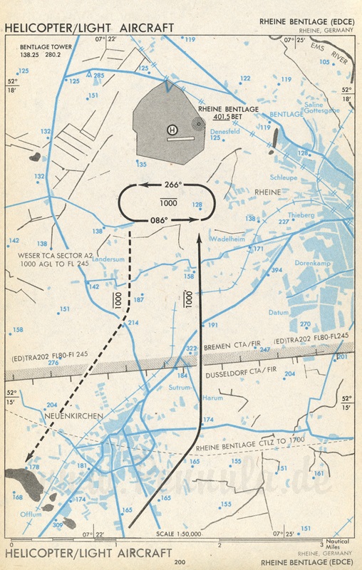 Rheine Bentlage Flugplatz Sichtanflugkarte (Traffic Pattern)