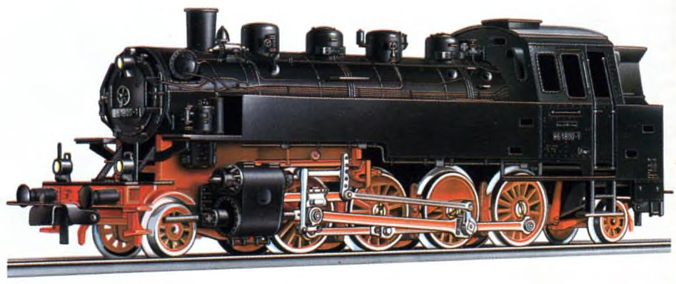 PIKO Dampflok. 190/EM 27 Modell der Güterzuglokomotive BR 86 der DR. Achsfolge 1'D1'; vorbildgetreue Ausführung in allen Details, Farbgebung und Beschriftung. Steuerungsteile genau nachgebildet; drei Radsätze angetrieben; LüP: 160 mm.