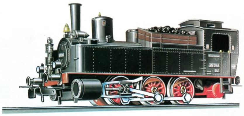 PIKO Dampflok. 5/6300 Modell der Güterzugtenderlokomotive BR 89 (Sächs. VT). Achsfolge C, LüP: 109 mm. Vorbildgetreue Ausführung in allen Details, Farbgebung und Beschriftung. Steuerungsteile genau nachgebildet. Alle drei Kuppelachsen angetrieben.