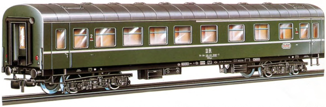 PIKO Reisezugwagen. 5/6508 Modell des Modernisierungs-Reisezugwagens der DR. 1. Klasse, 2. Klasse, LüP: 244 mm