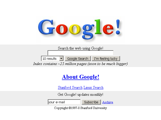 Screenshot Google, November 1998