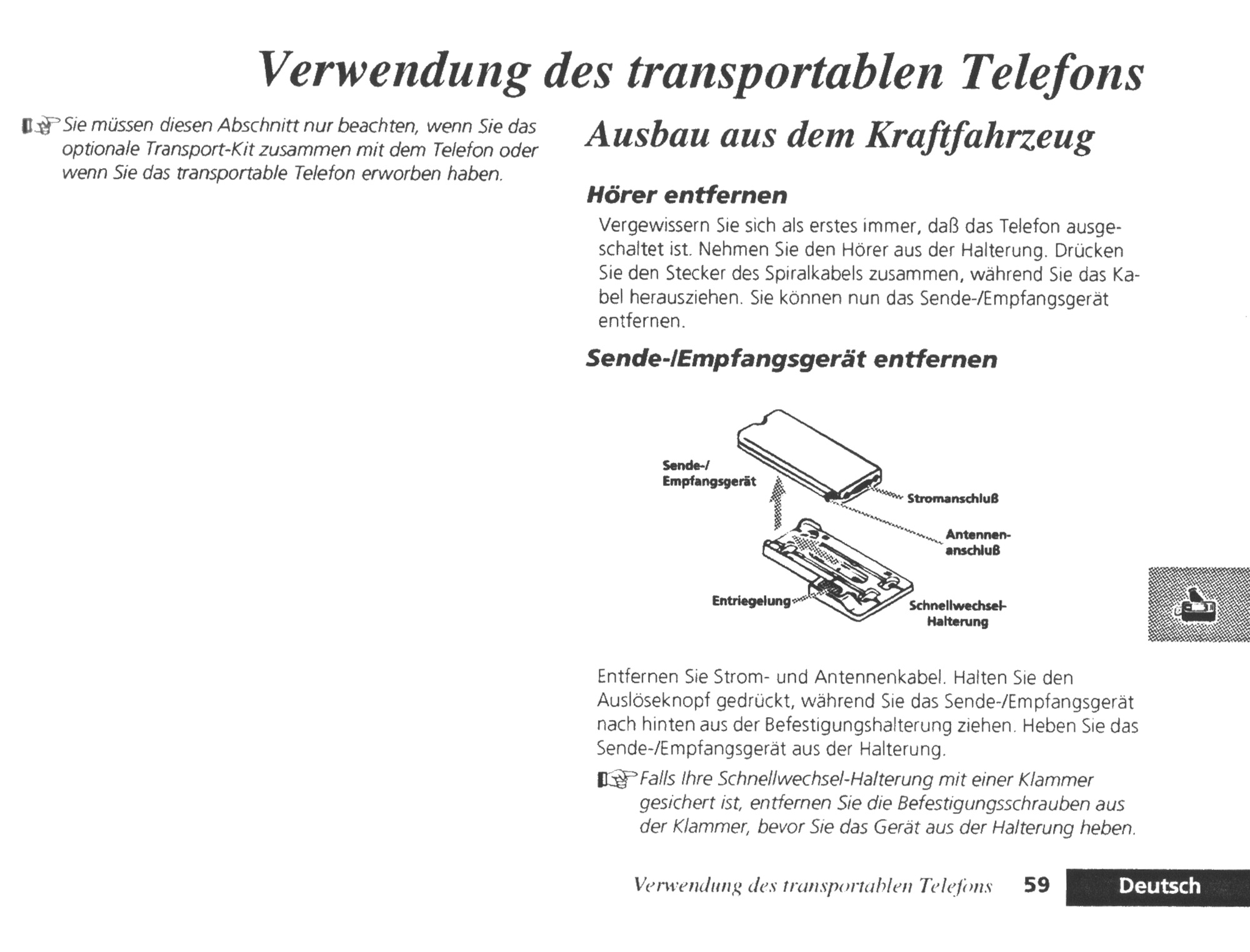 Bedienungsanleitung (deutsch) für Motorola International 2700 Mobiltelefon und Autotelefon