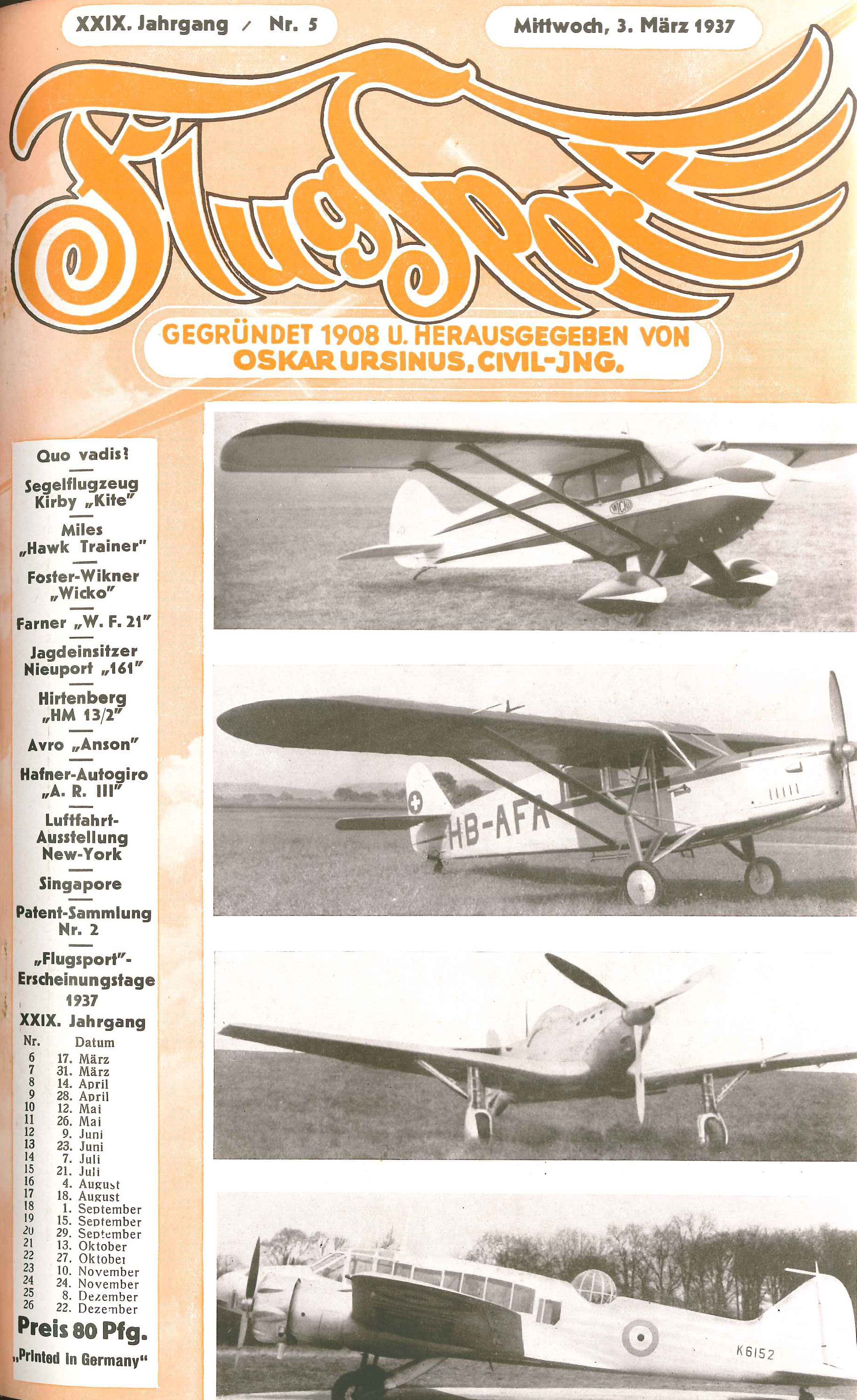 Flugsport 1937 - Heft 5/1937