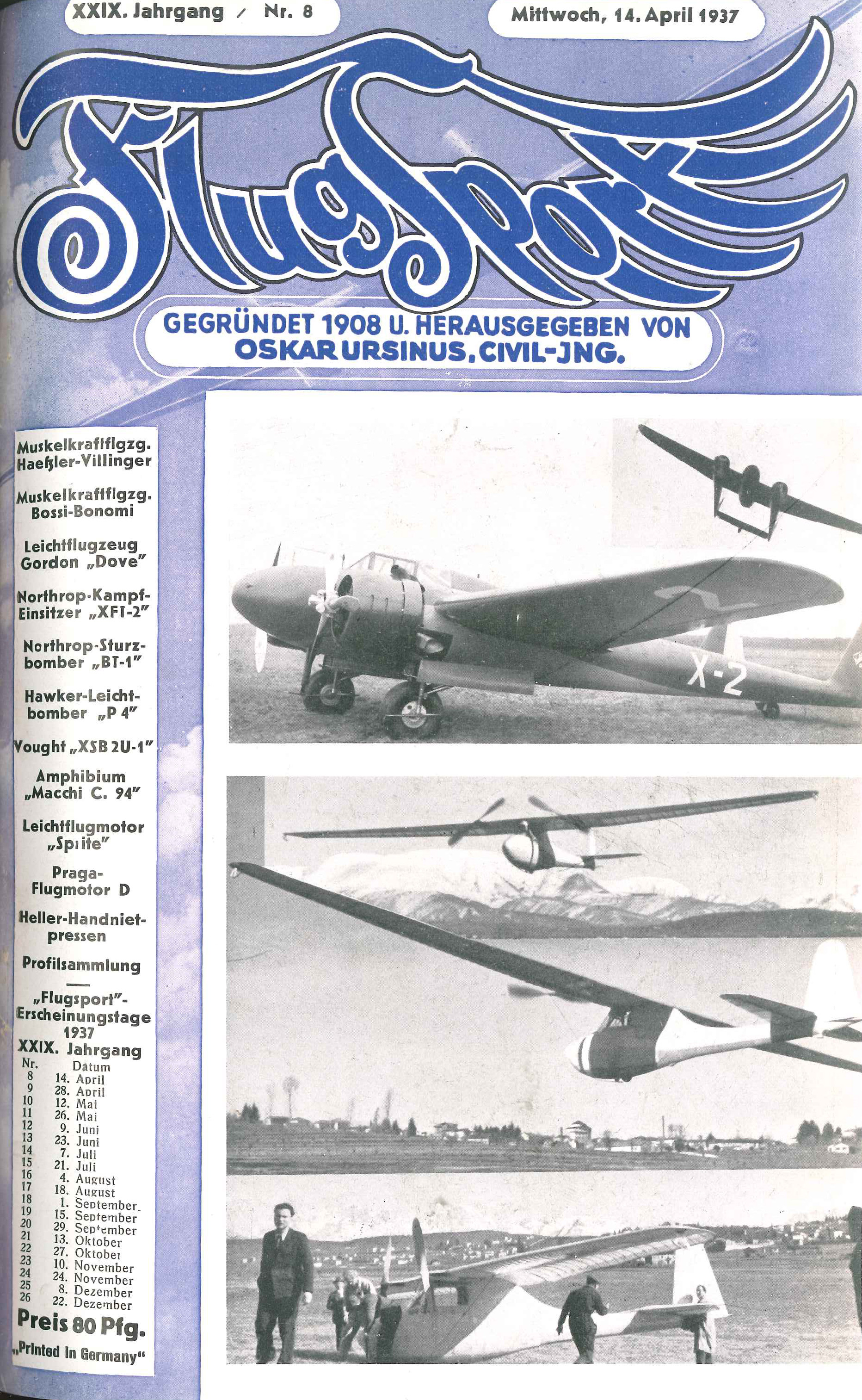 Flugsport 1937 - Heft 8/1937