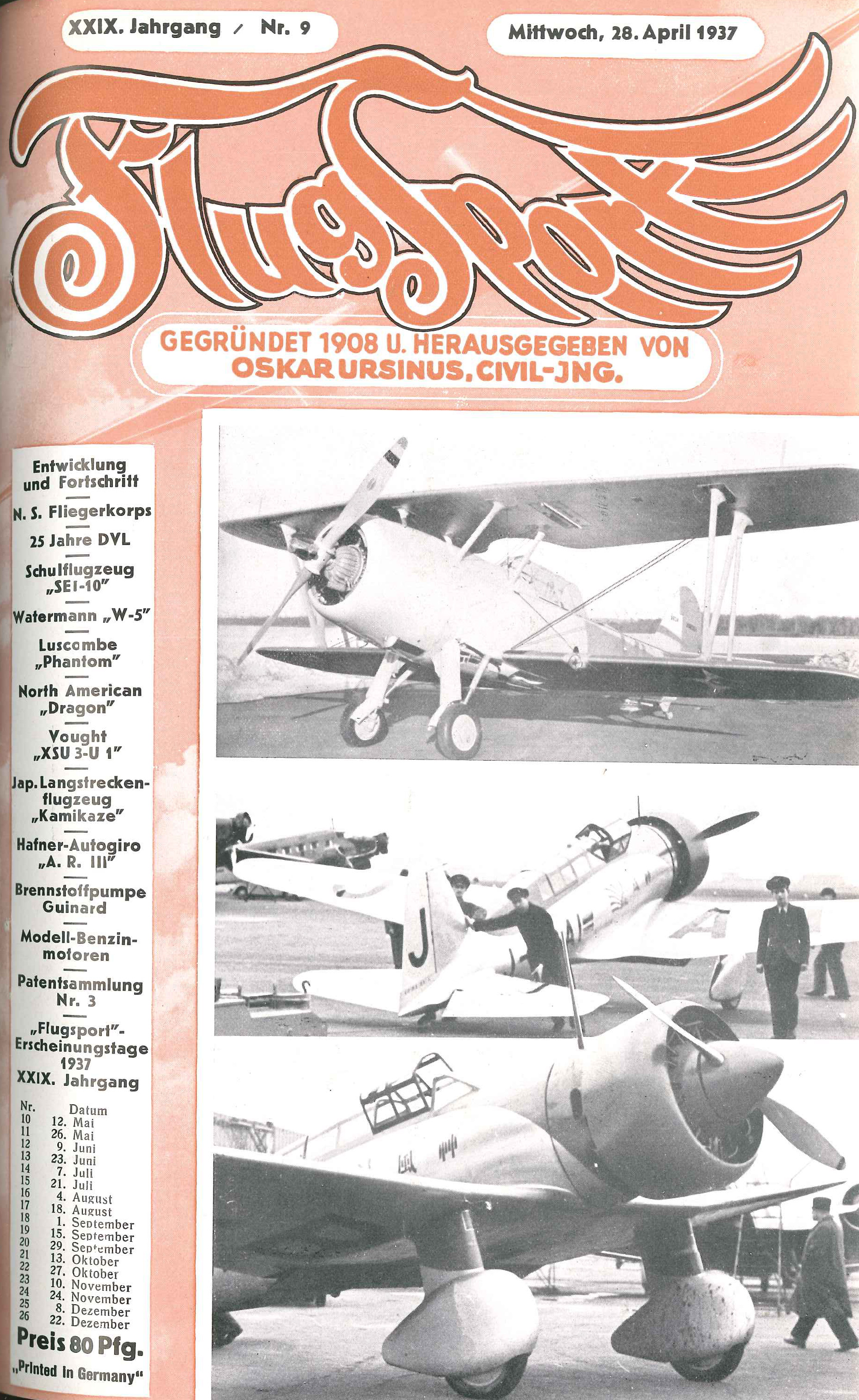 Flugsport 1937 - Heft 9/1937