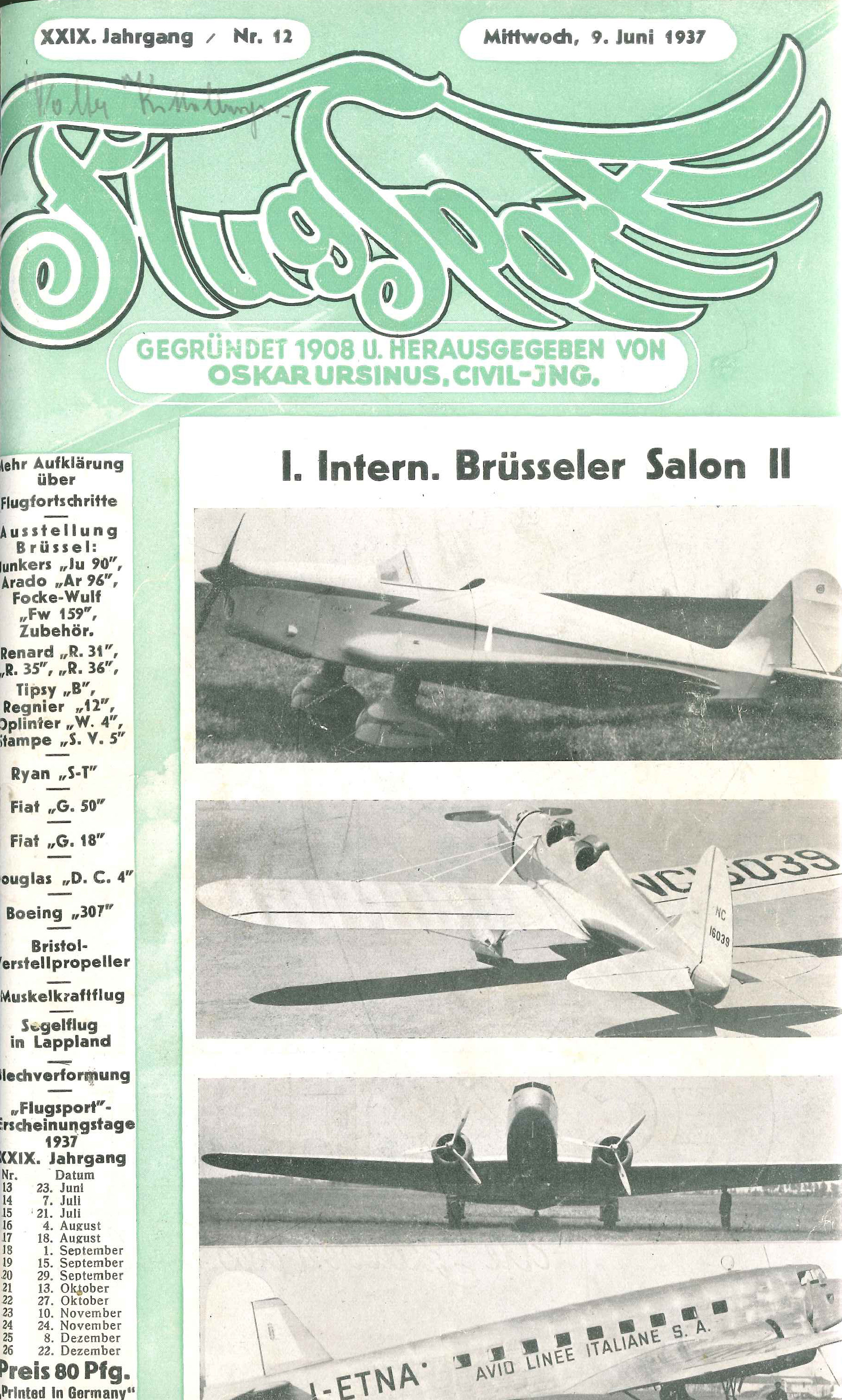 Flugsport 1937 - Heft 12/1937
