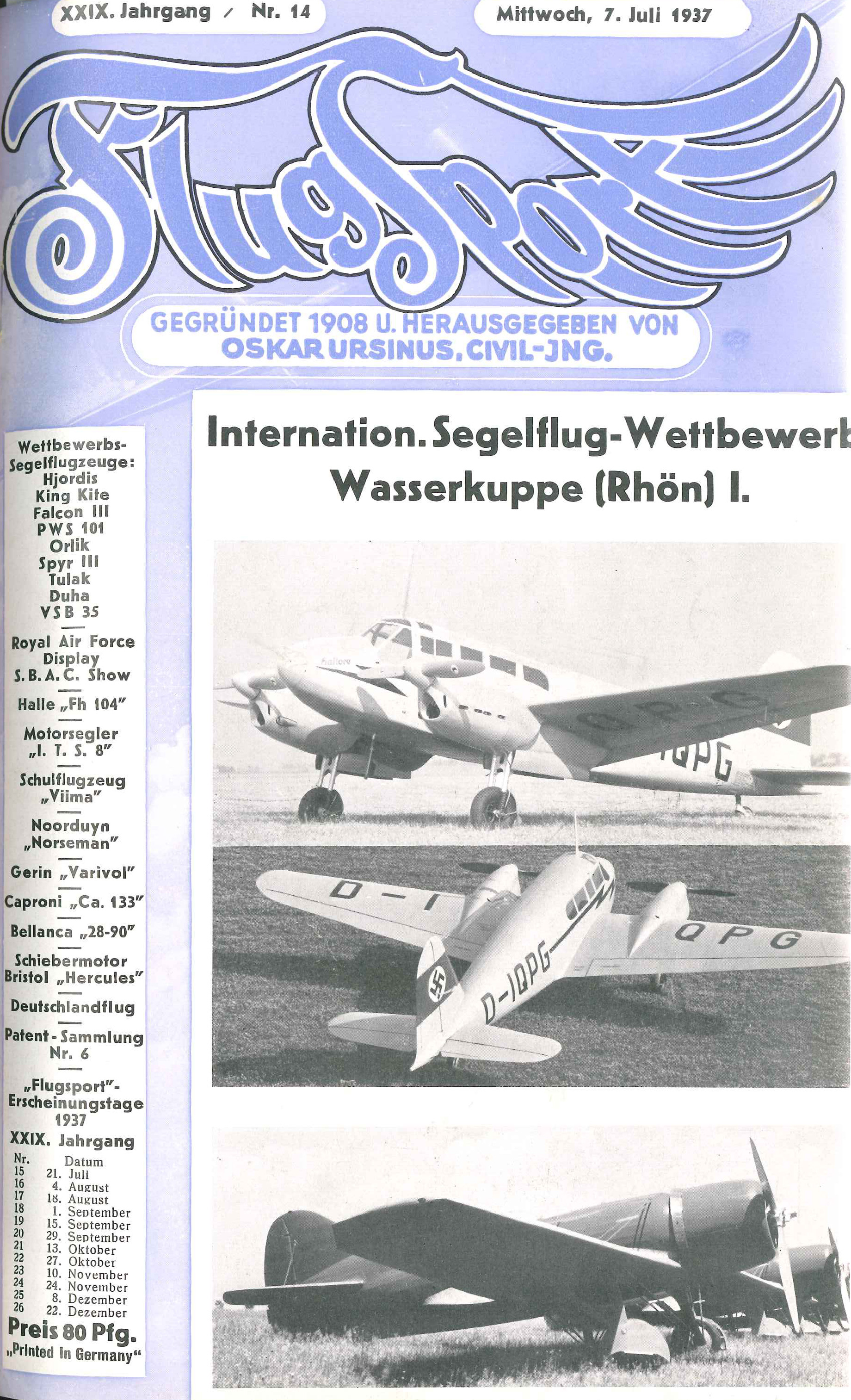 Flugsport 1937 - Heft 14/1937