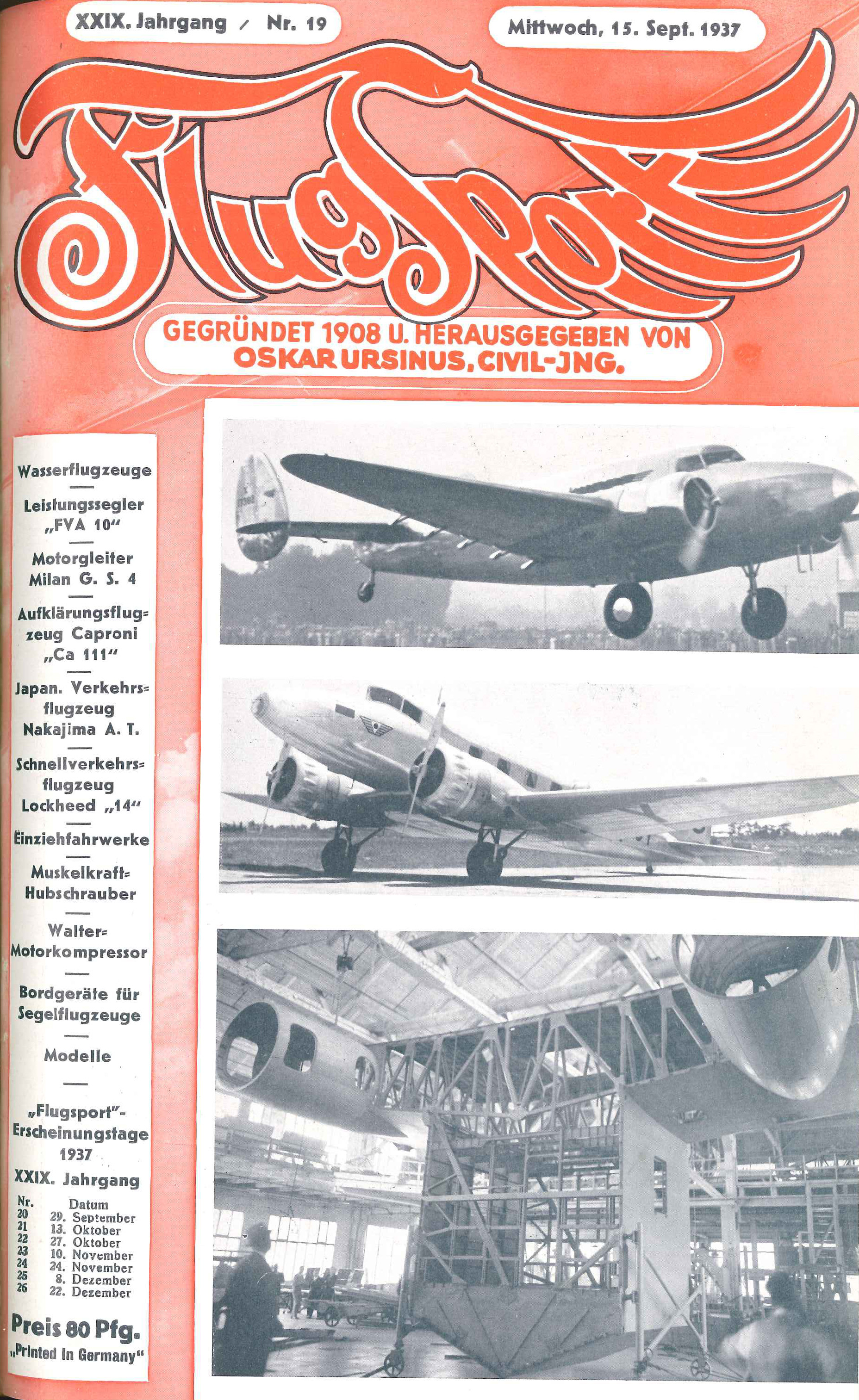 Flugsport 1937 - Heft 19/1937
