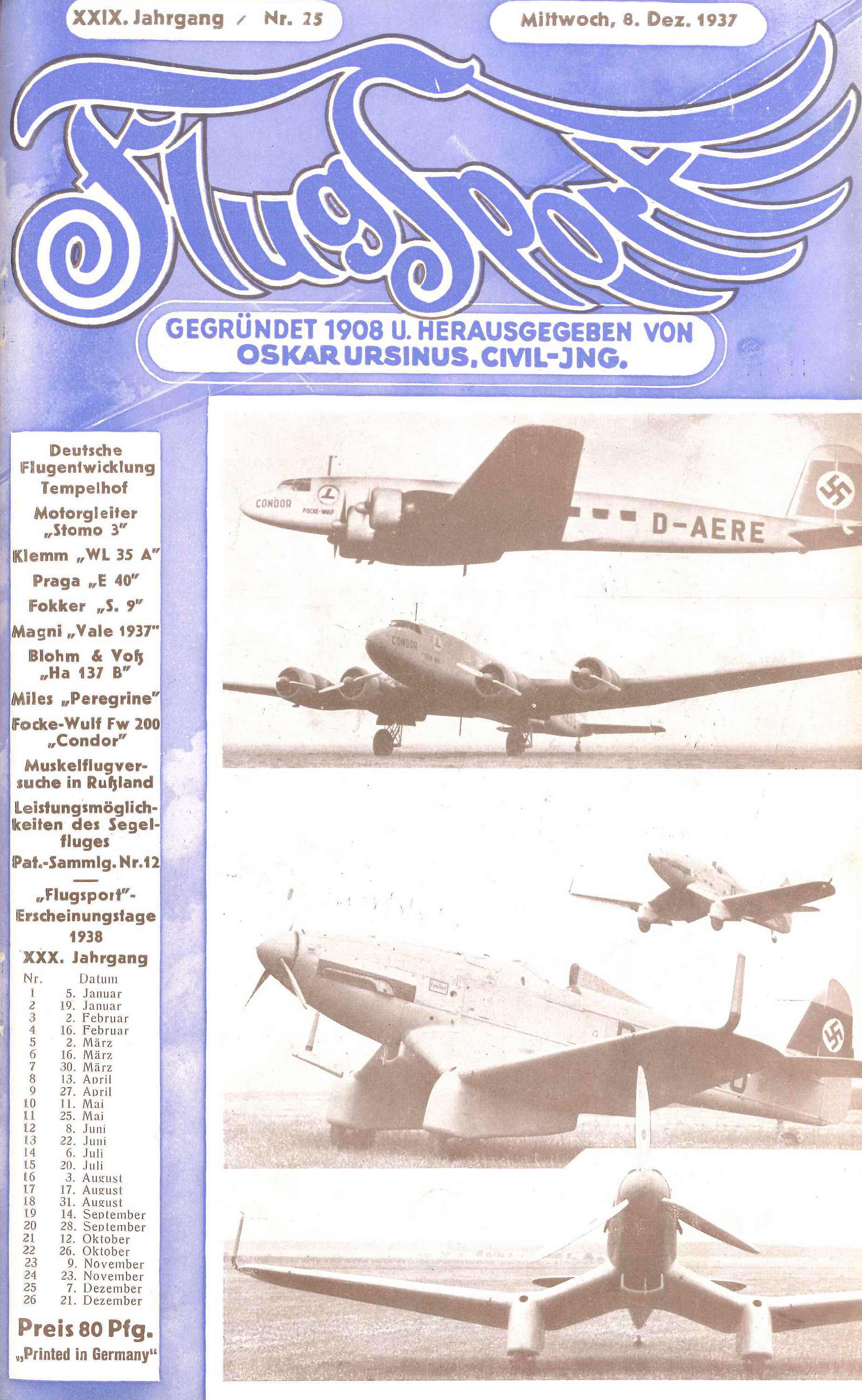 Flugsport 1937 - Heft 25/1937