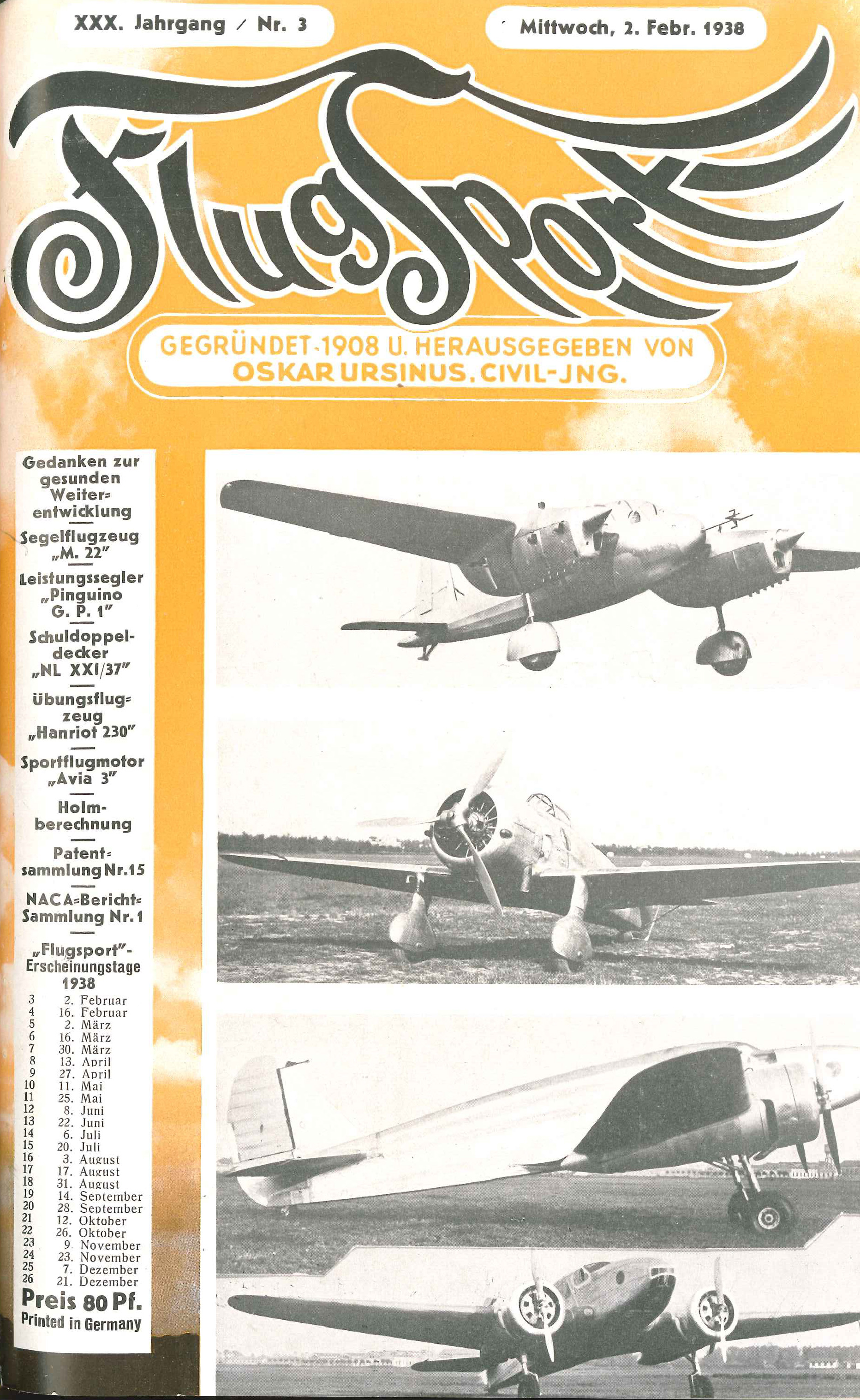 Flugsport 1938 - Heft 3/1938