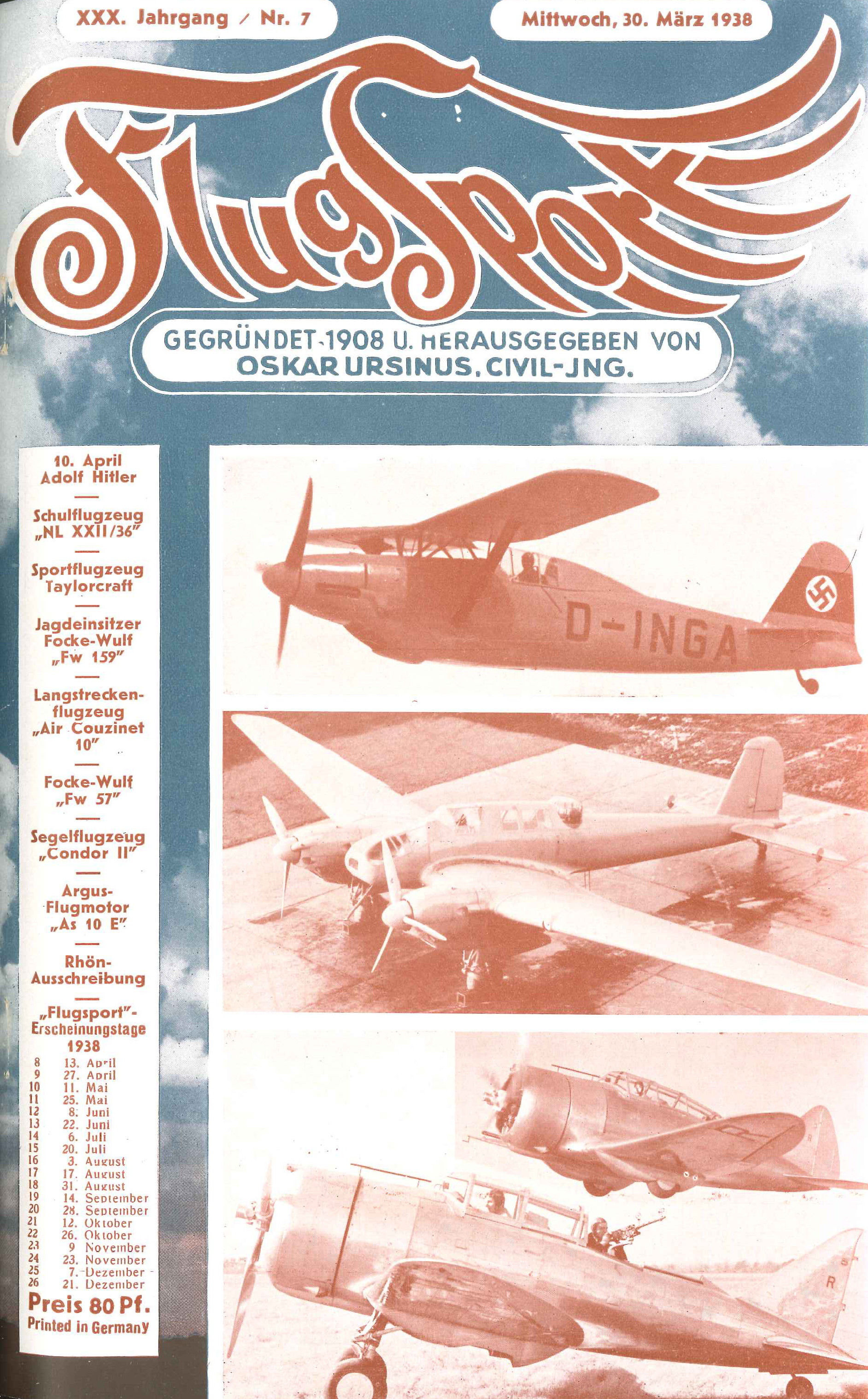 Flugsport 1938 - Heft 7/1938