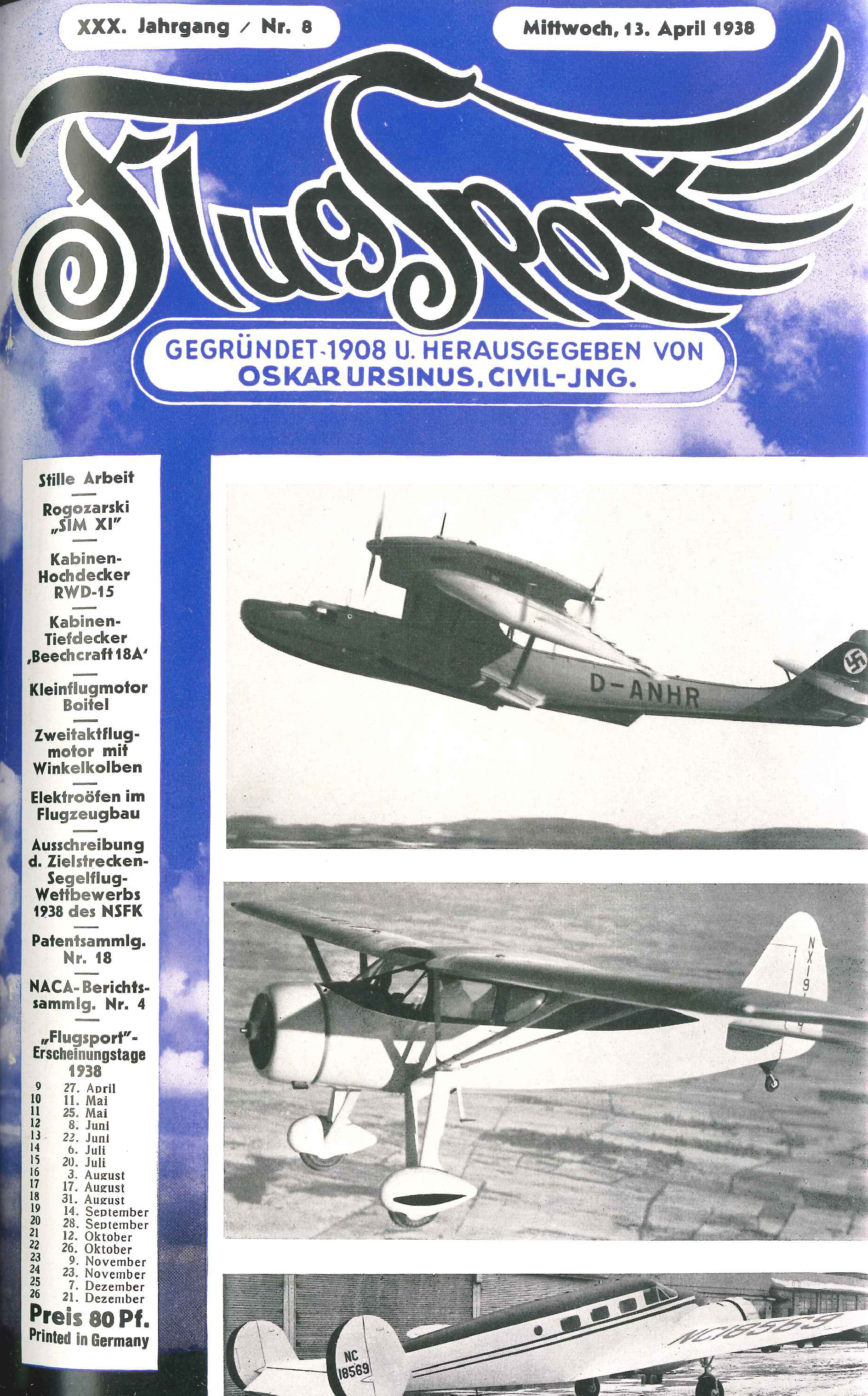 Flugsport 1938 - Heft 8/1938
