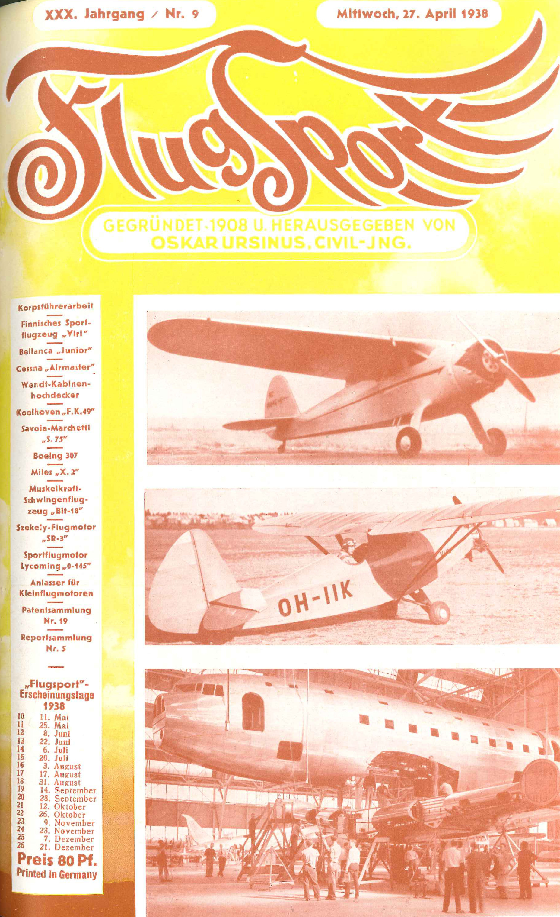 Flugsport 1938 - Heft 9/1938