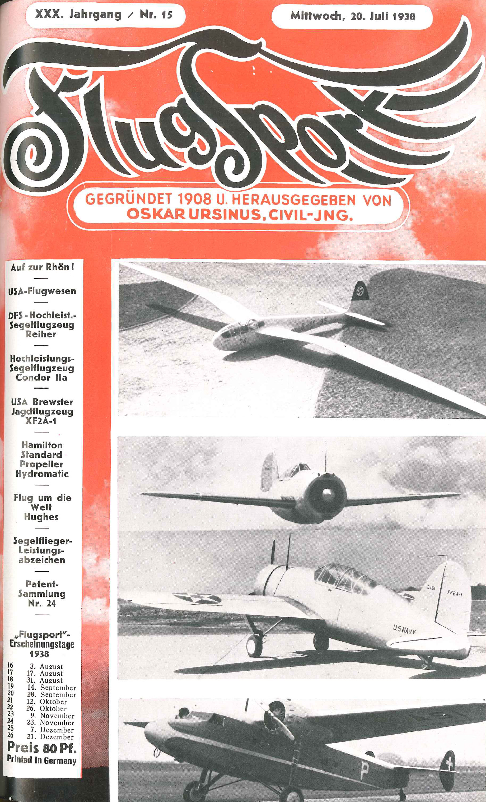 Flugsport 1938 - Heft 15/1938