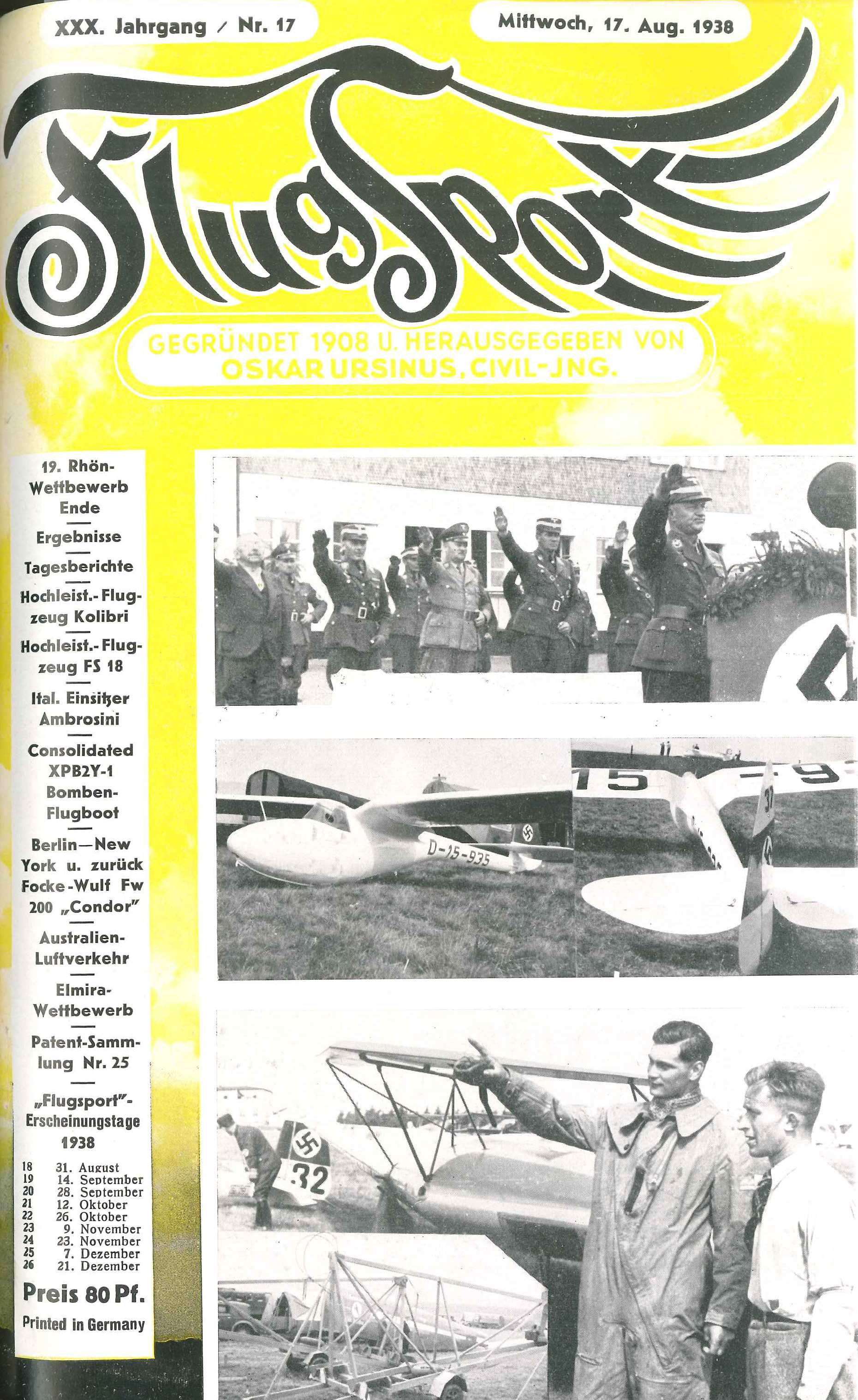 Flugsport 1938 - Heft 17/1938