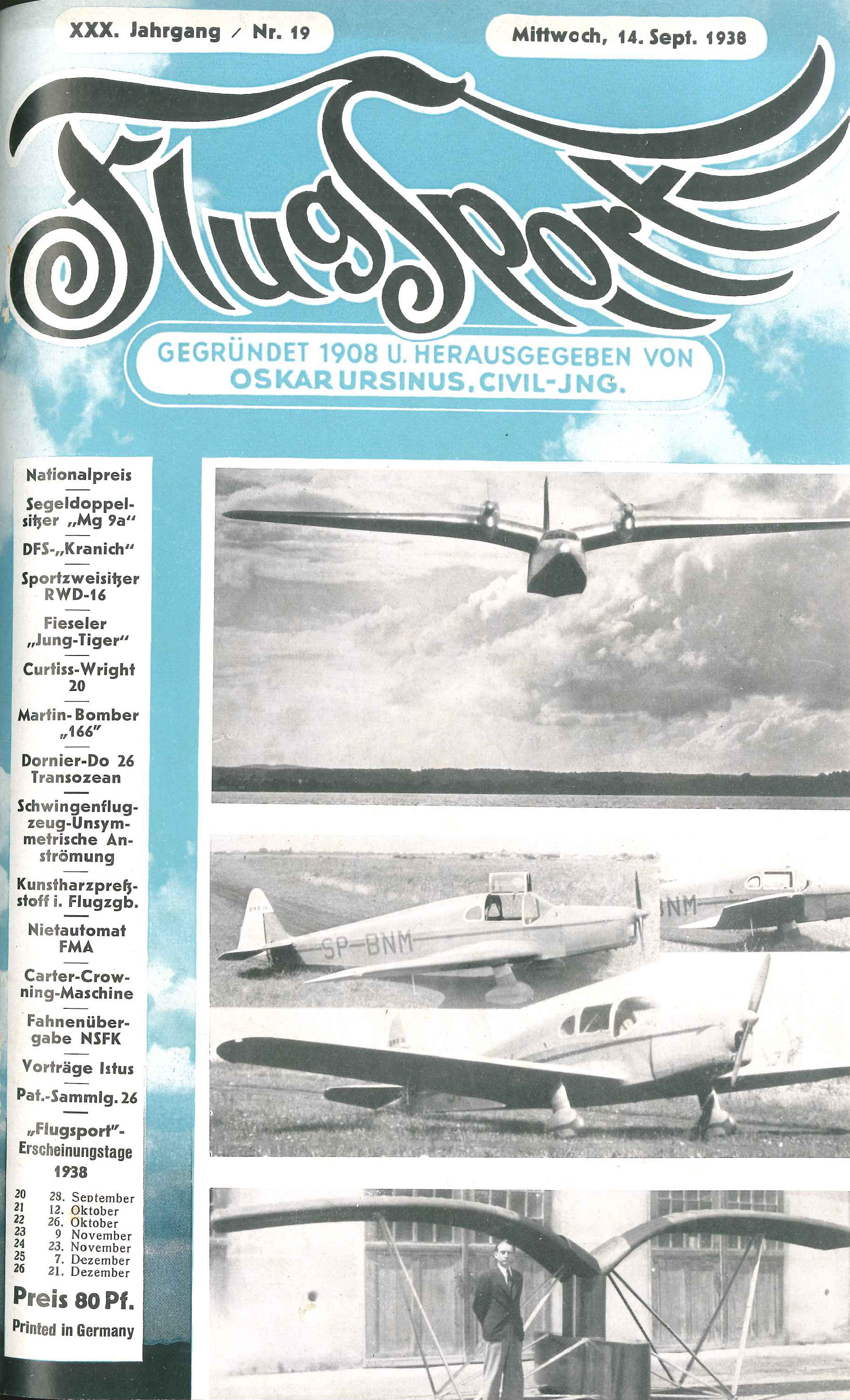 Flugsport 1938 - Heft 19/1938