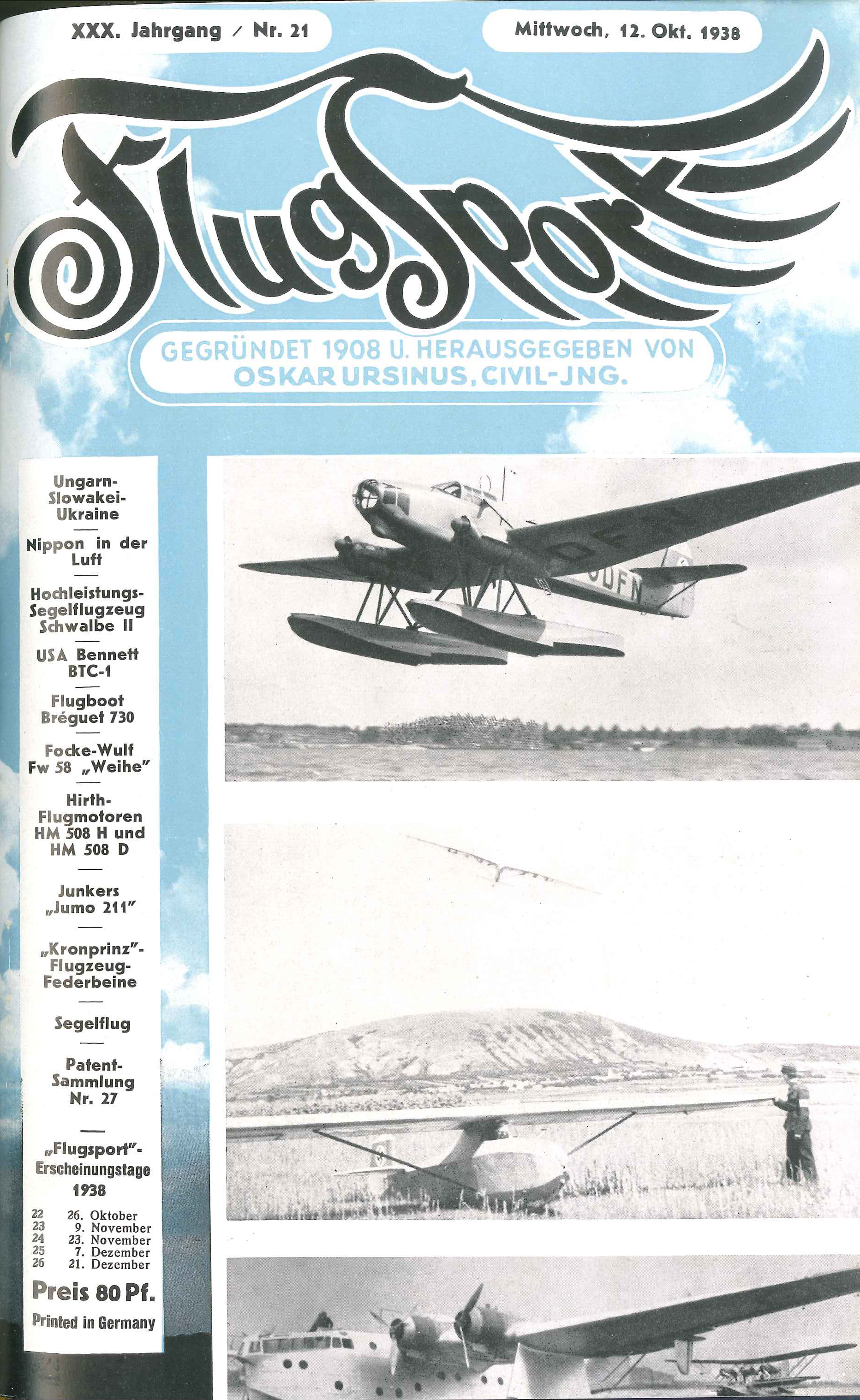 Flugsport 1938 - Heft 21/1938