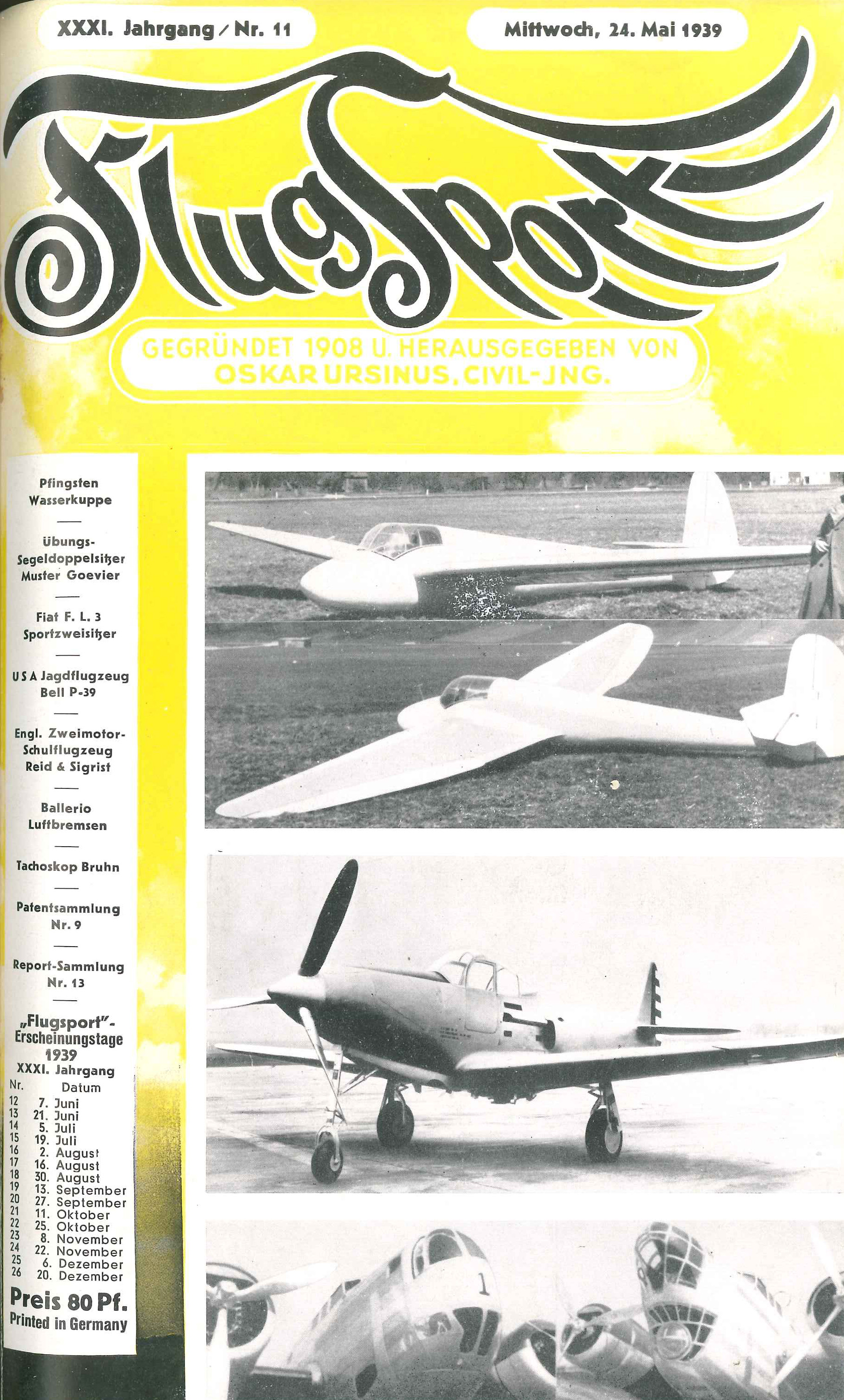 Flugsport 1939 - Heft 11/1939