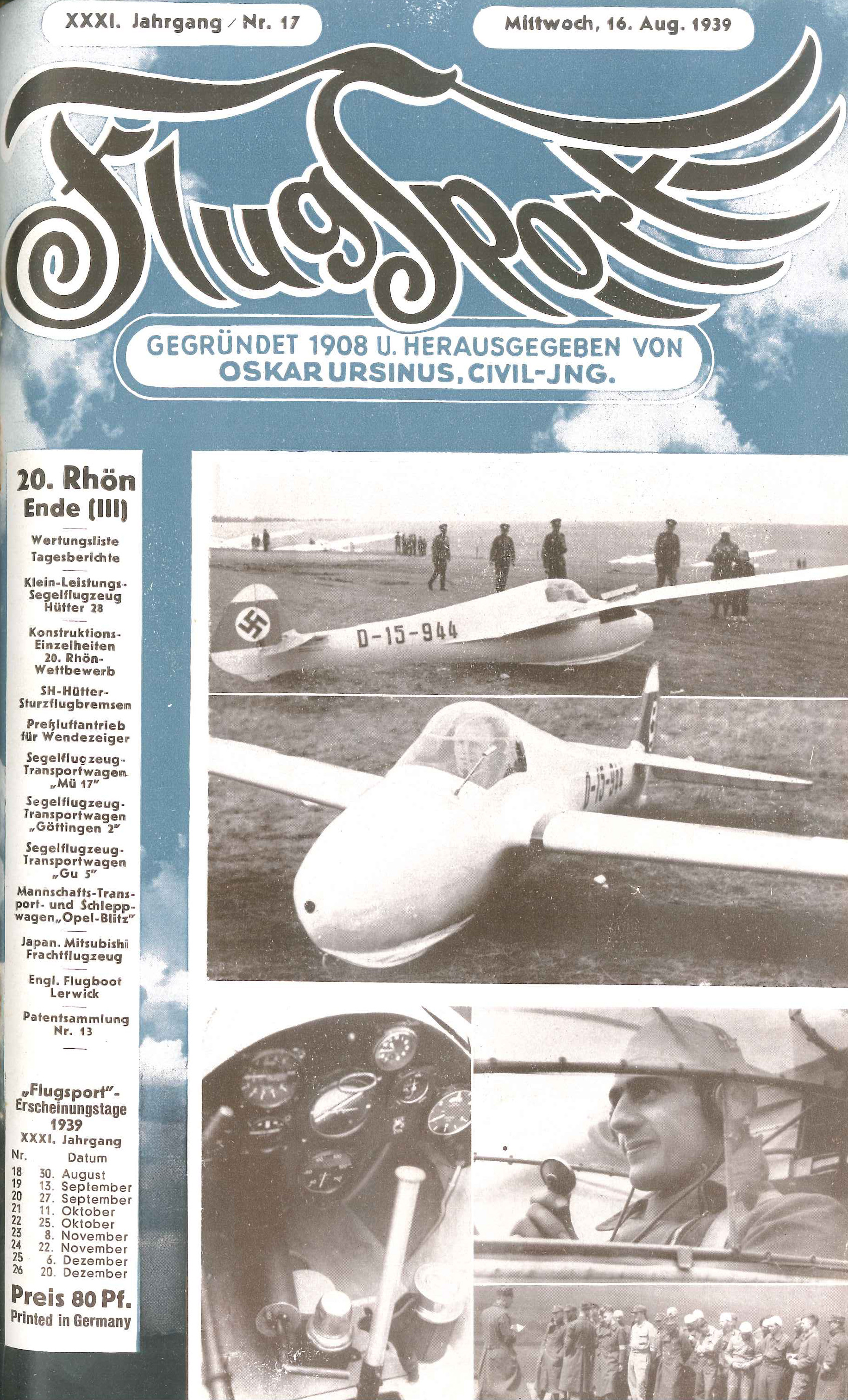 Flugsport 1939 - Heft 17/1939