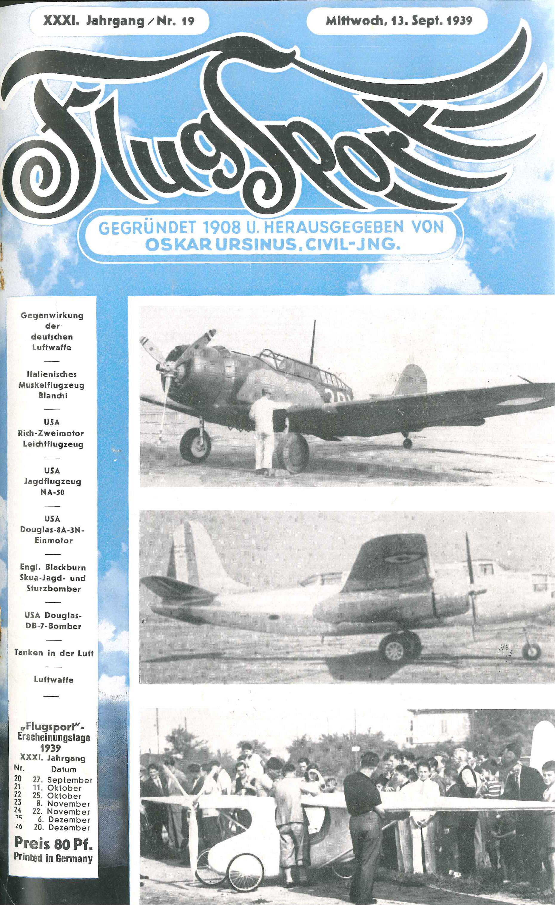 Flugsport 1939 - Heft 19/1939