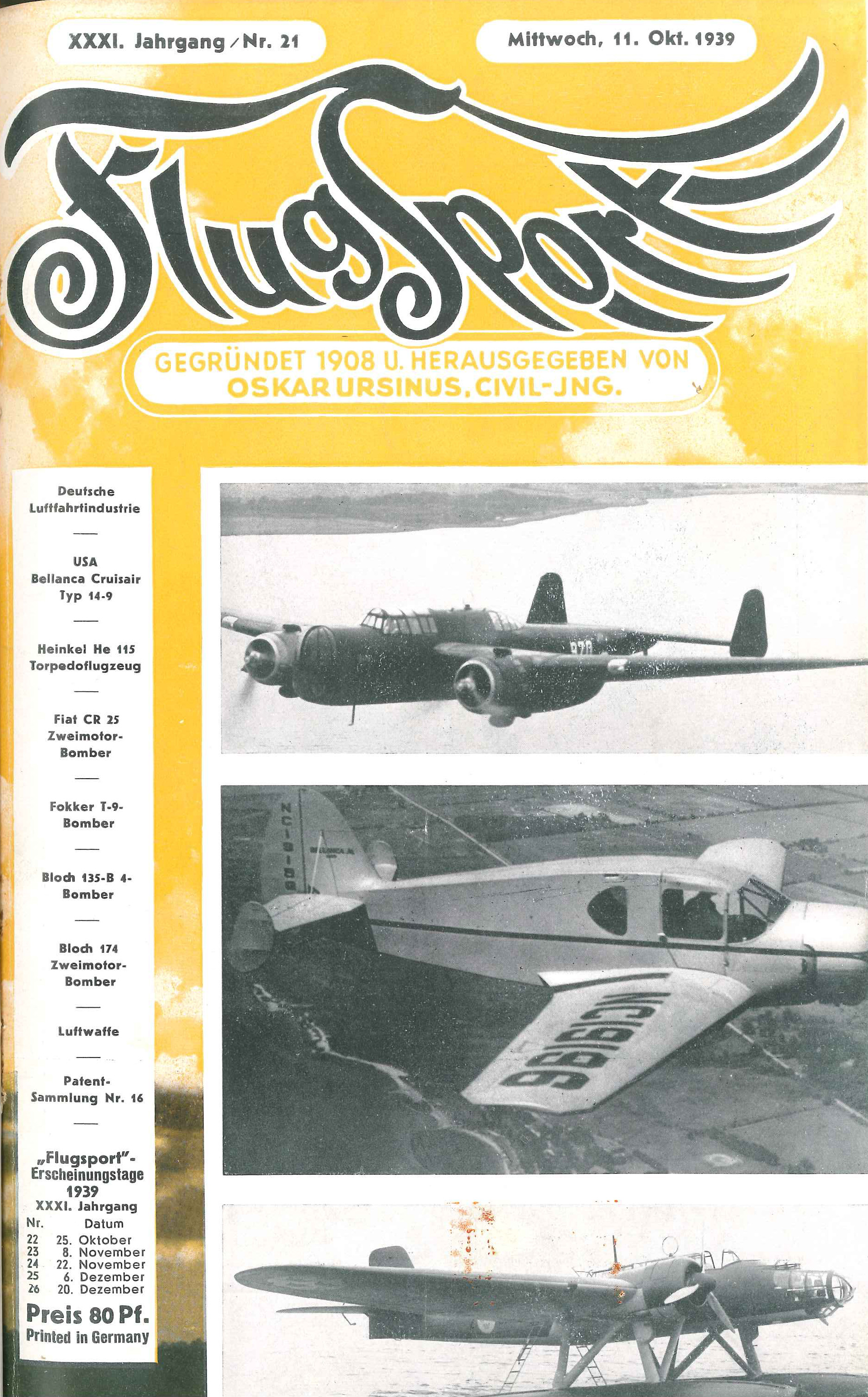 Flugsport 1939 - Heft 21/1939
