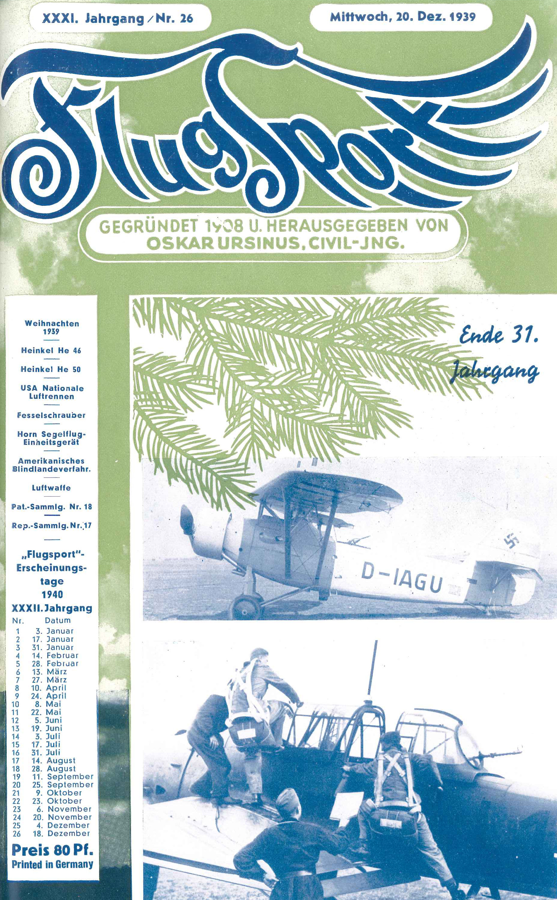 Flugsport 1939 - Heft 26/1939