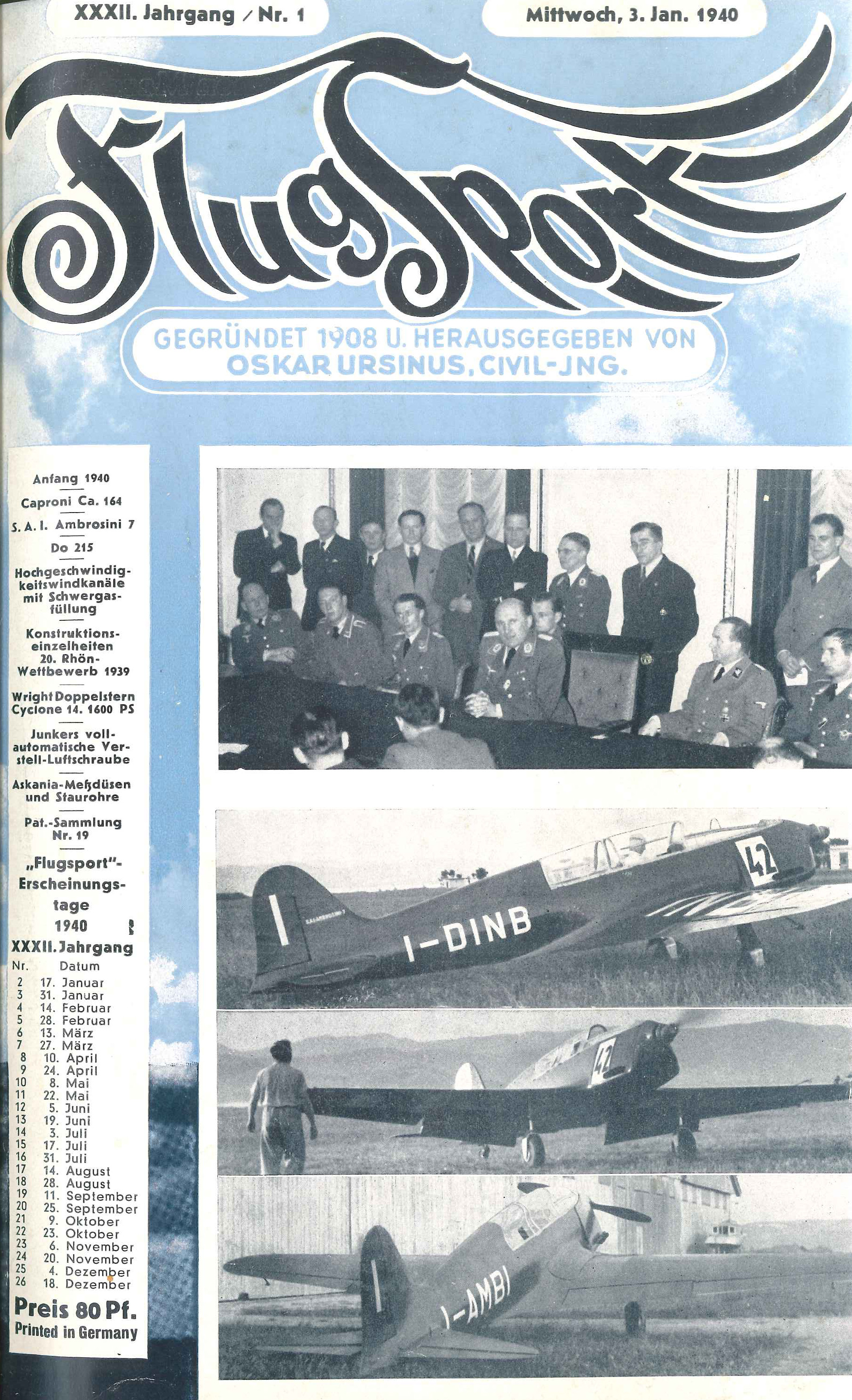 Flugsport 1940 - Heft 1/1940