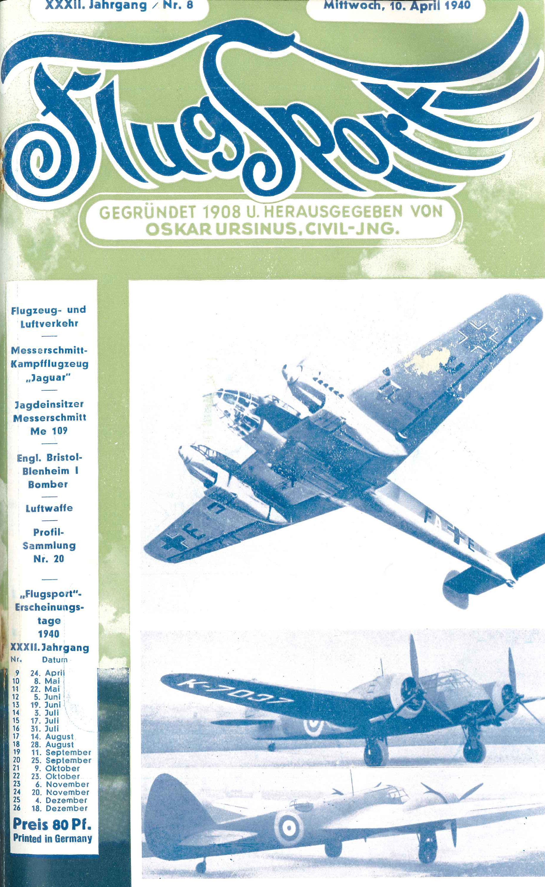 Flugsport 1940 - Heft 8/1940