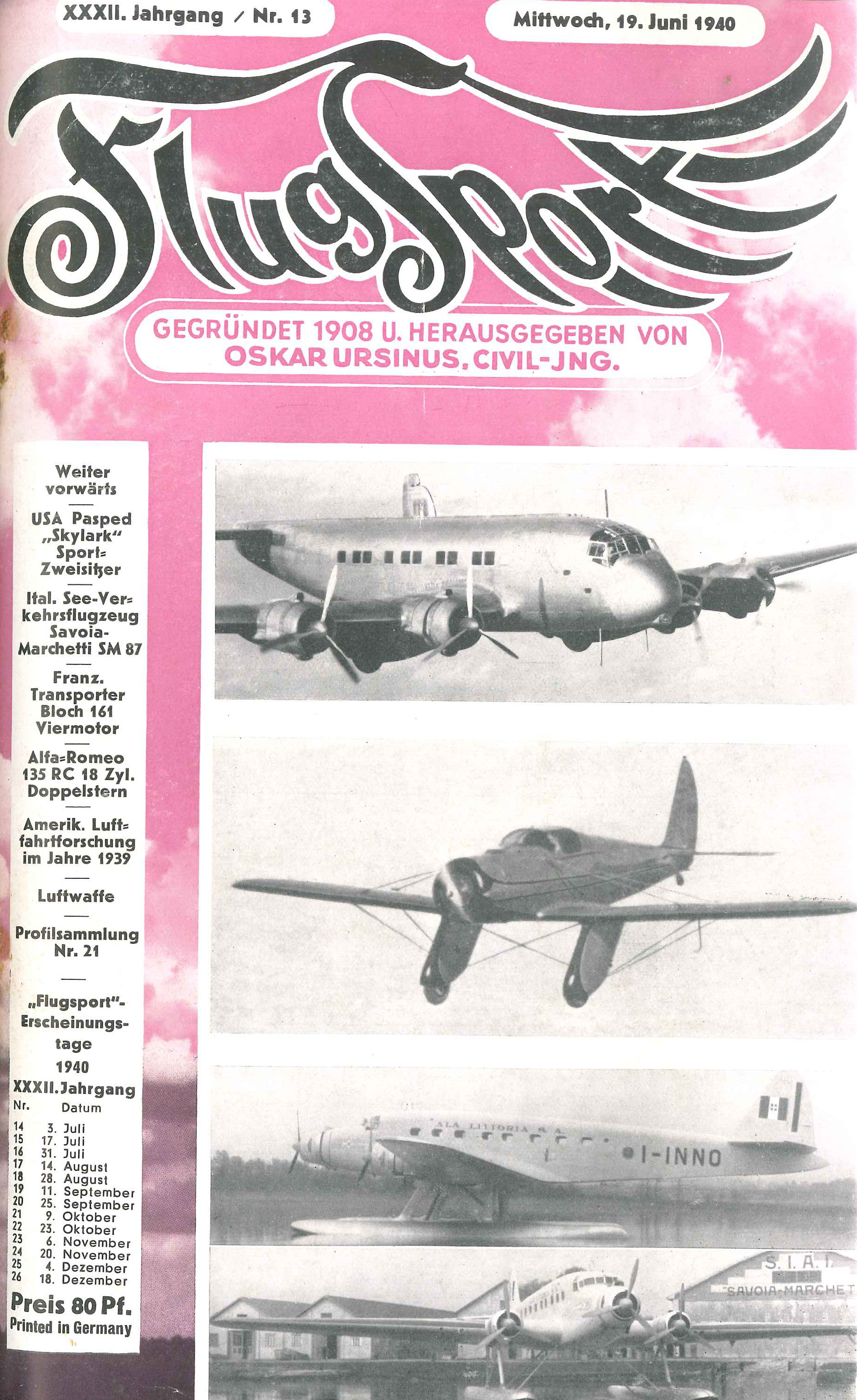Flugsport 1940 - Heft 13/1940