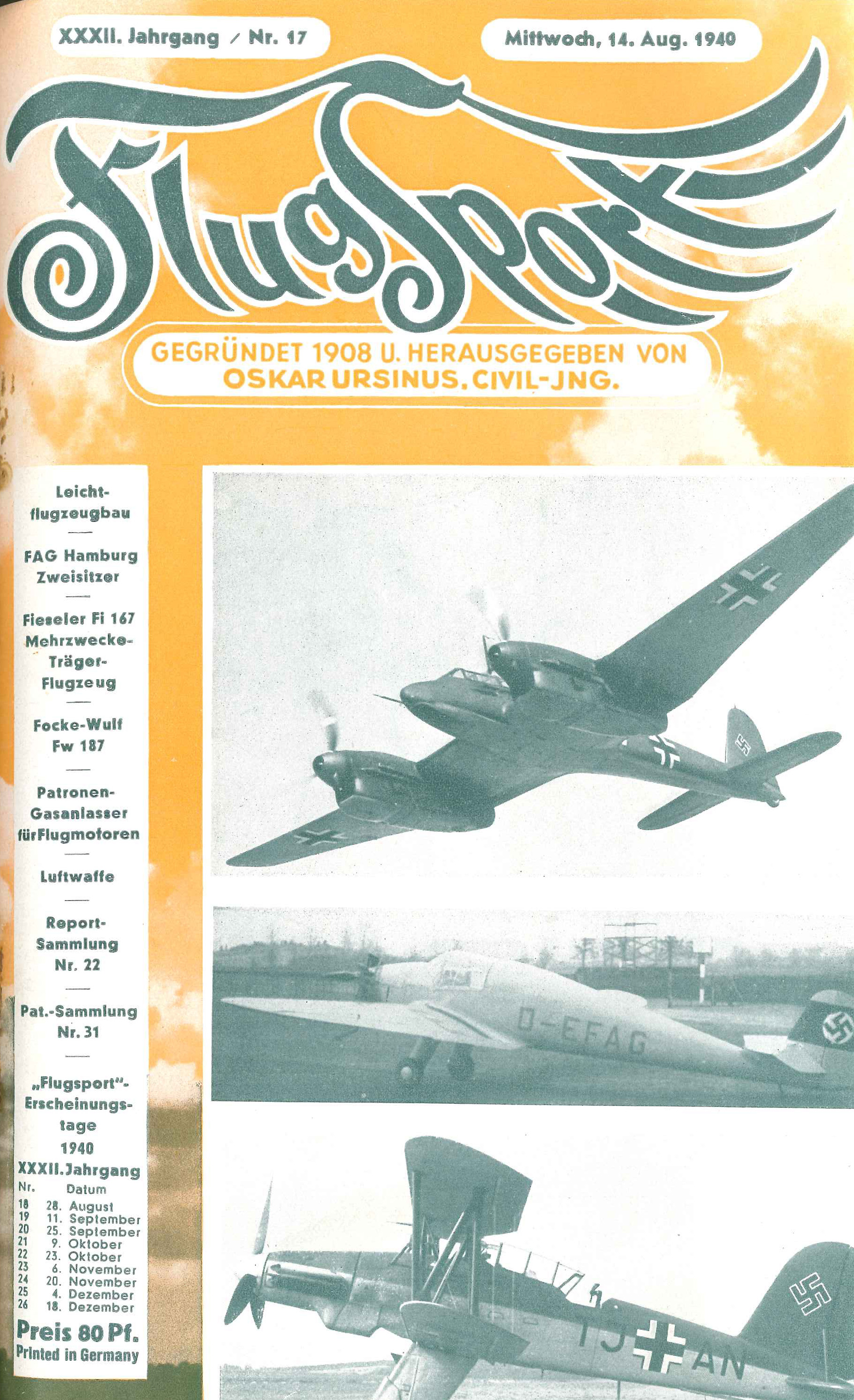Flugsport 1940 - Heft 17/1940