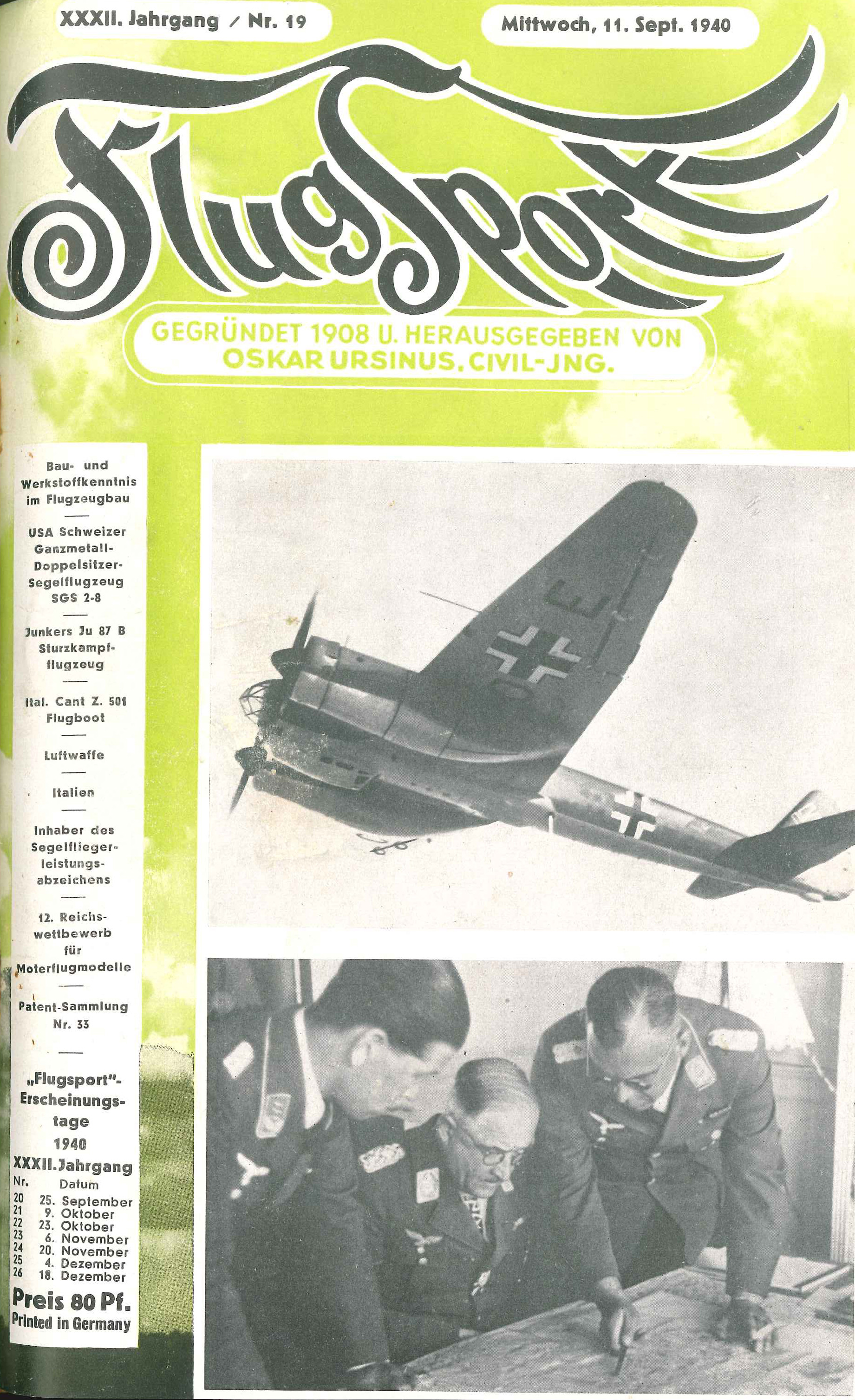 Flugsport 1940 - Heft 19/1940