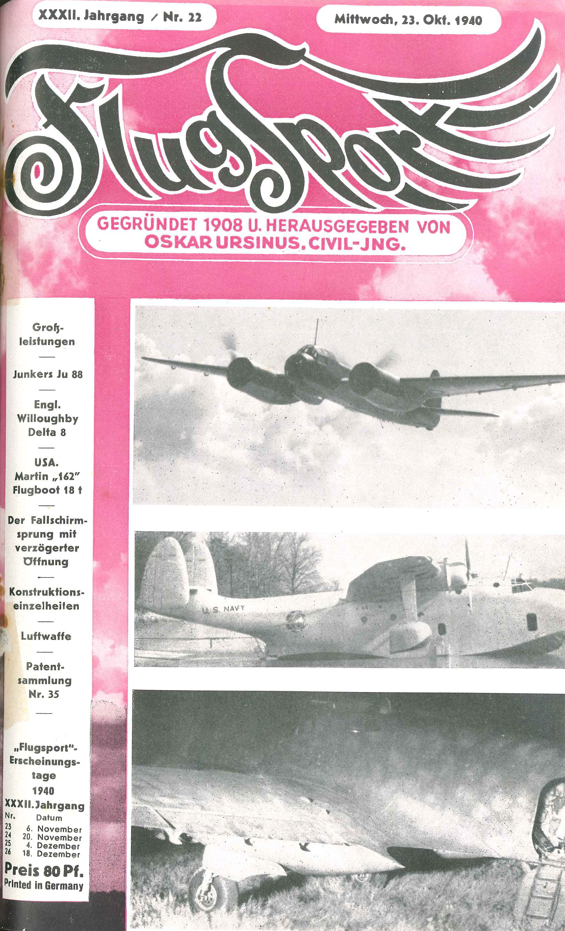 Flugsport 1940 - Heft 22/1940