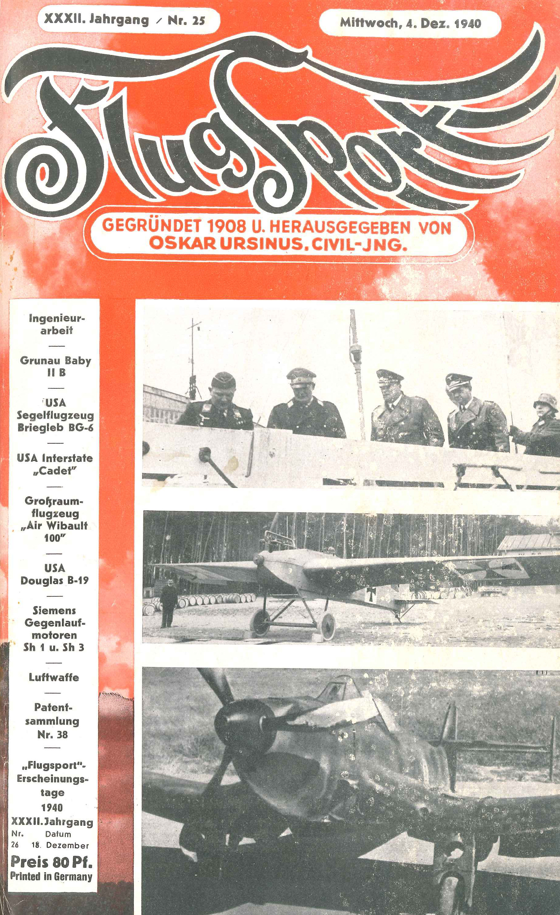 Flugsport 1940 - Heft 25/1940