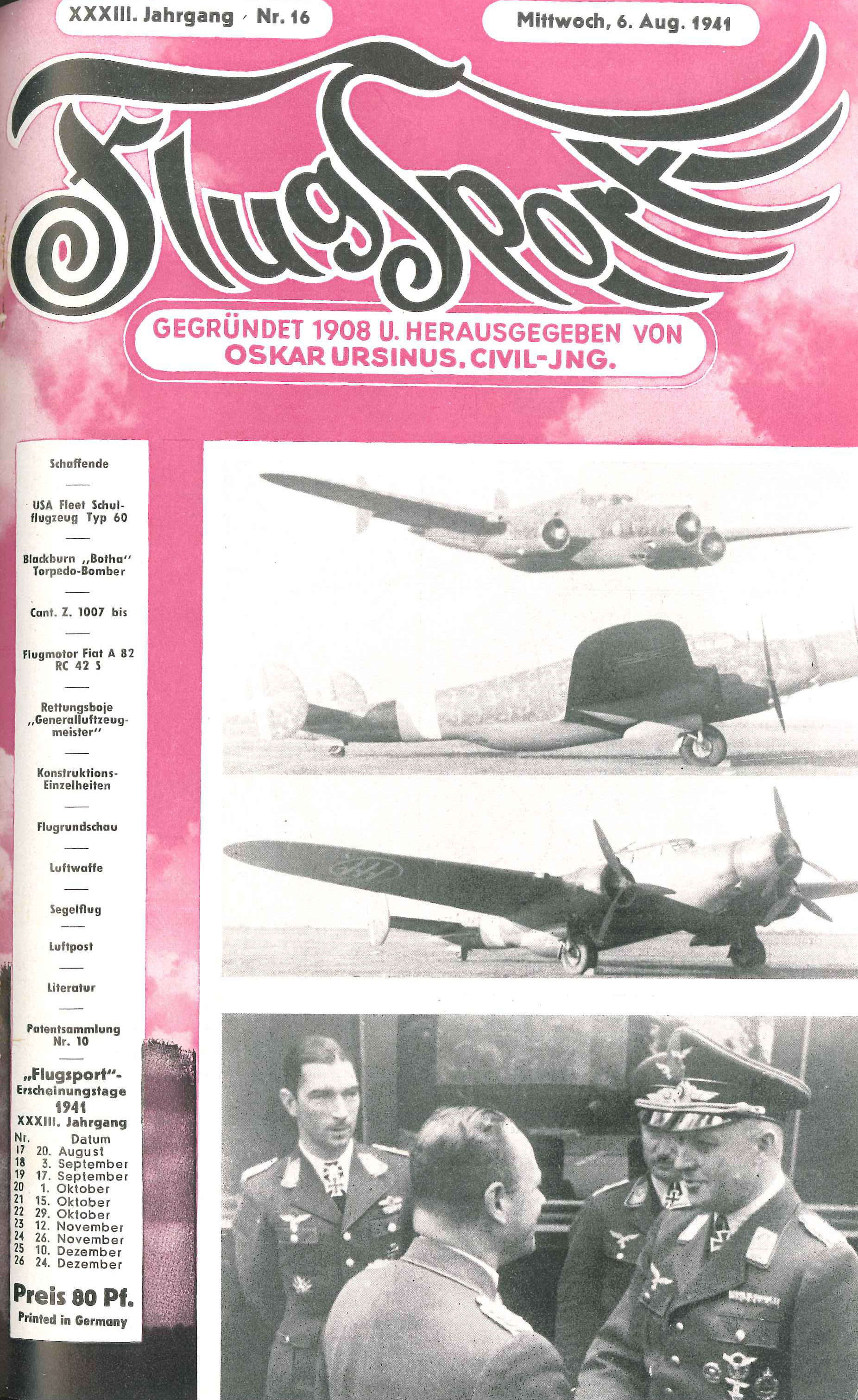 Flugsport 1941 - Heft 16/1941