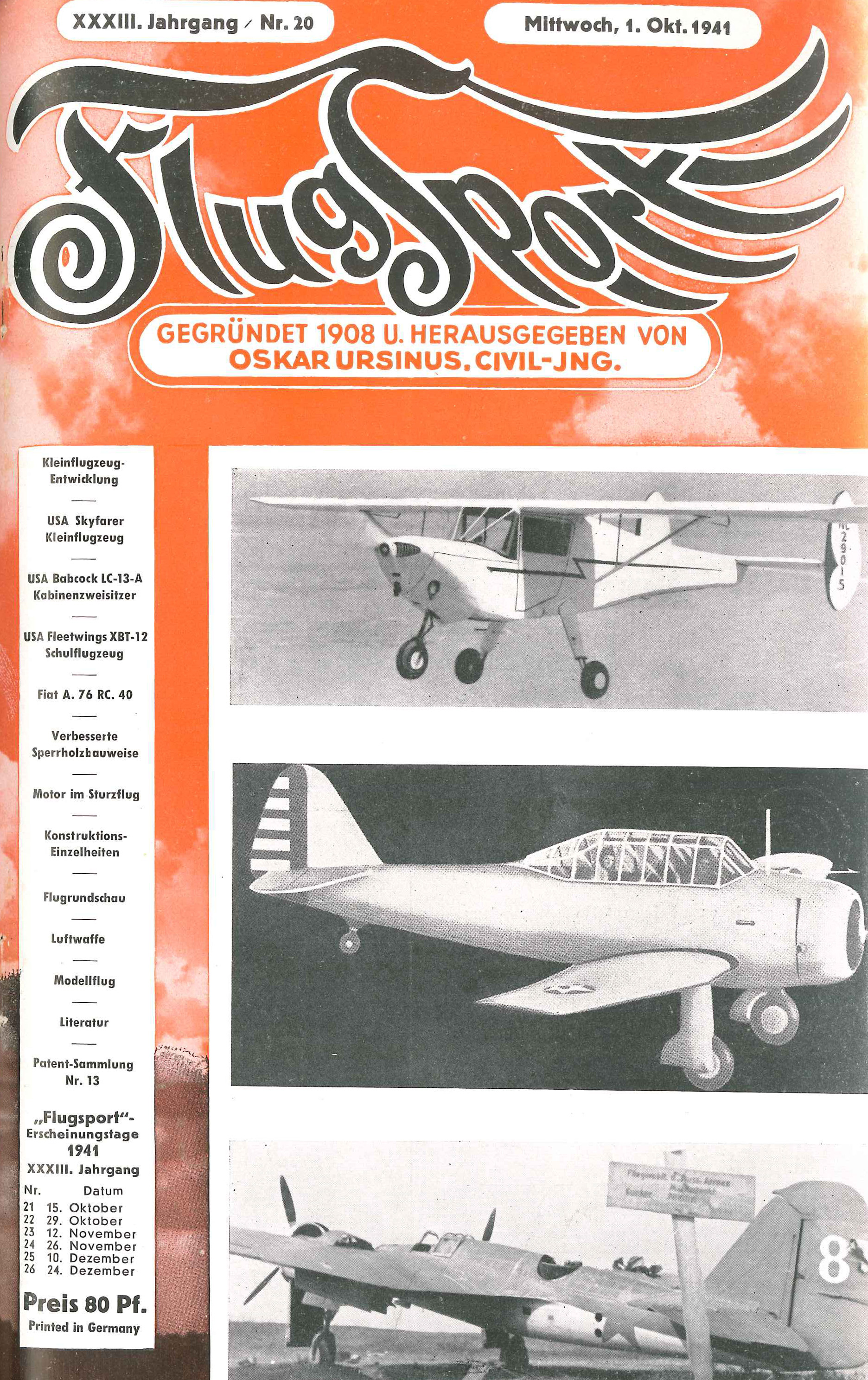 Flugsport 1941 - Heft 20/1941