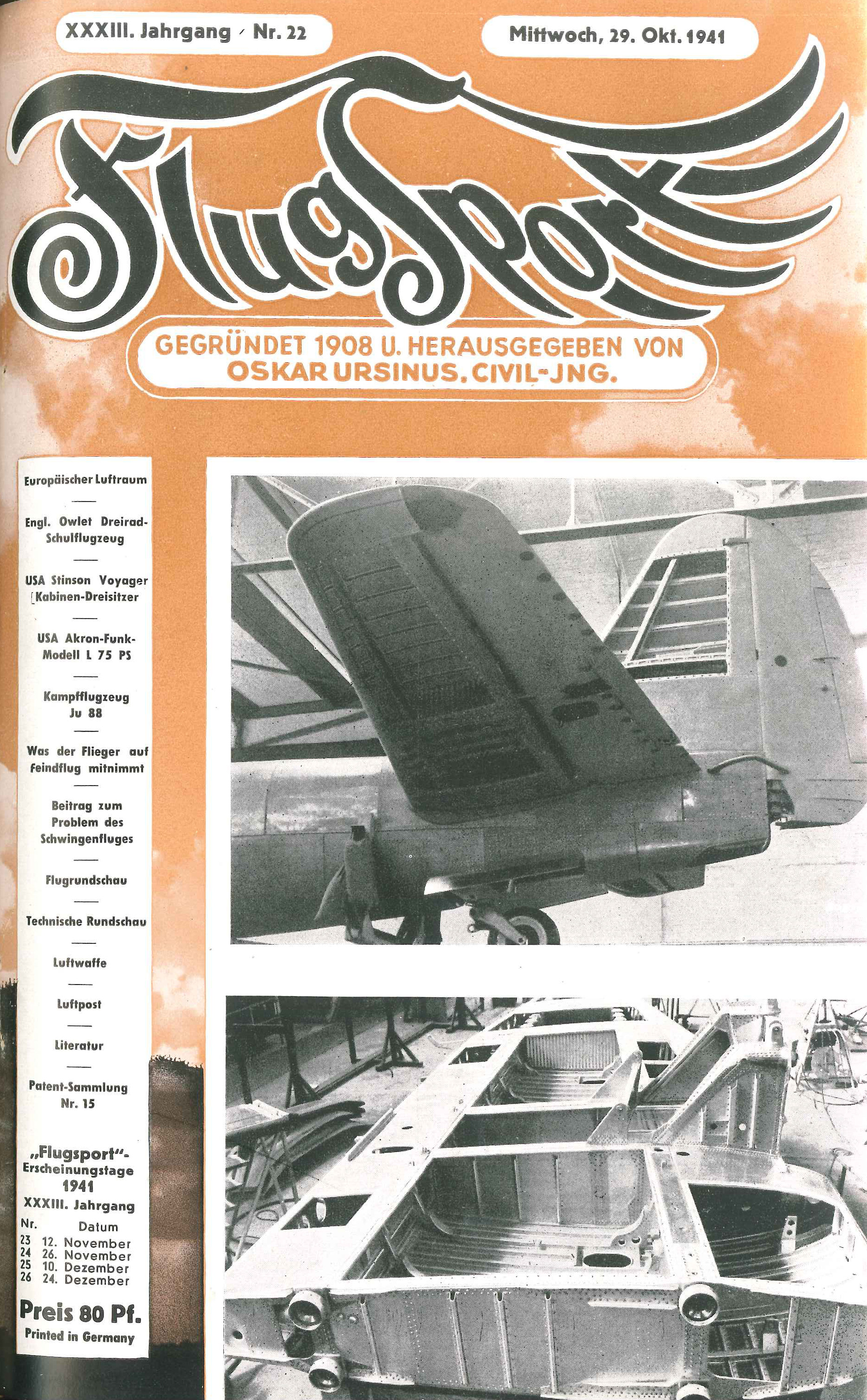 Flugsport 1941 - Heft 22/1941