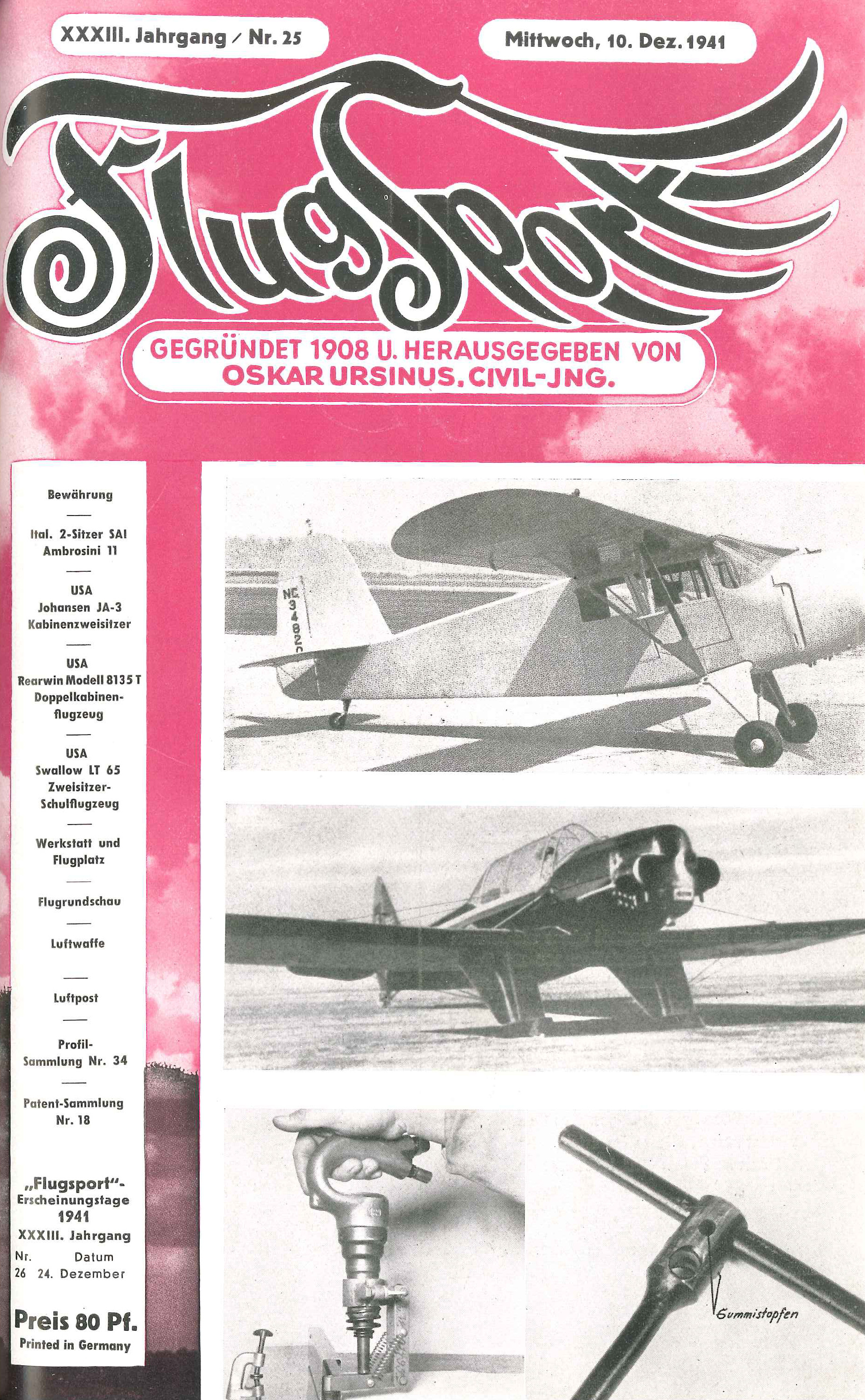 Flugsport 1941 - Heft 25/1941