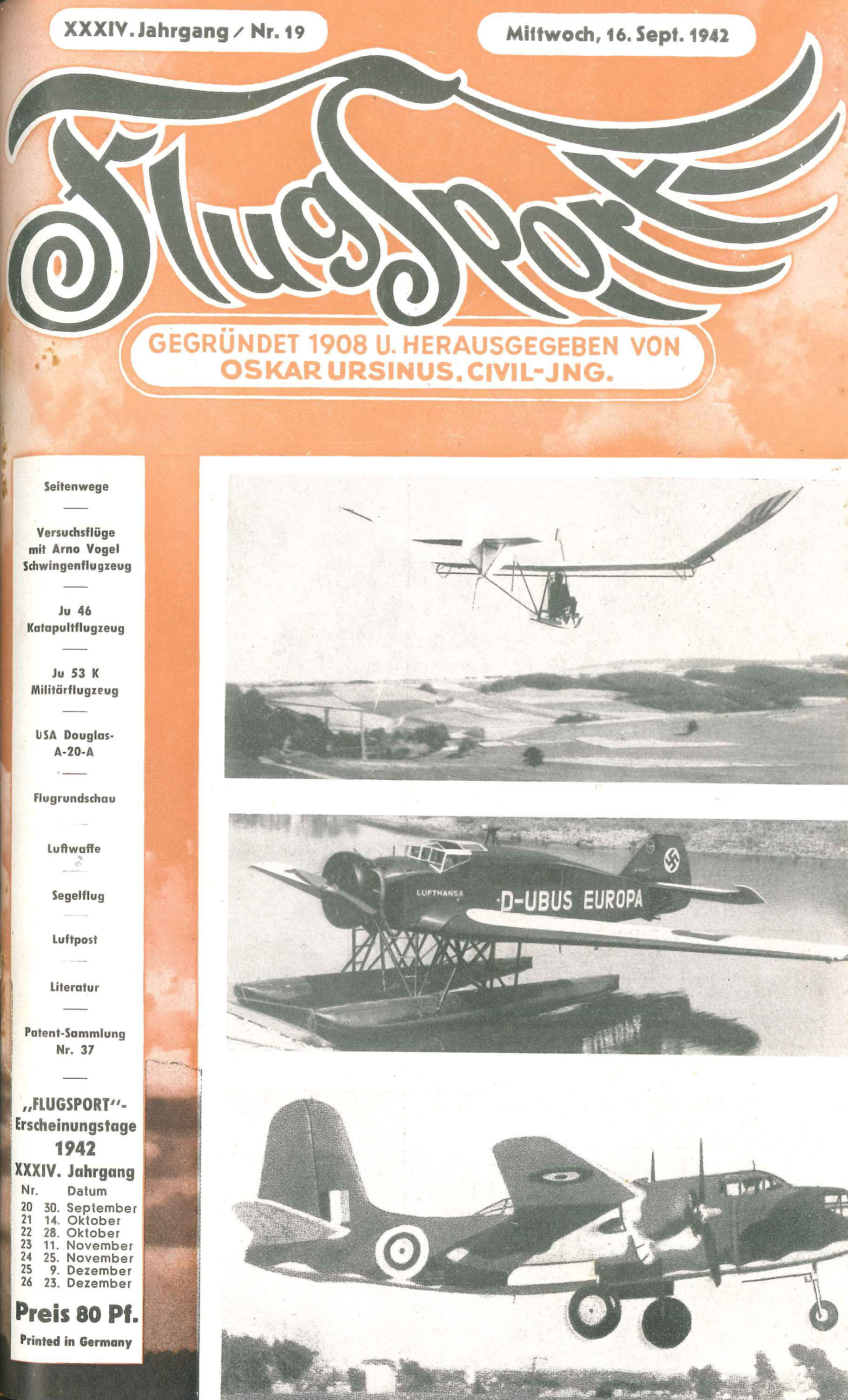 Flugsport 1942 - Heft 19/1942