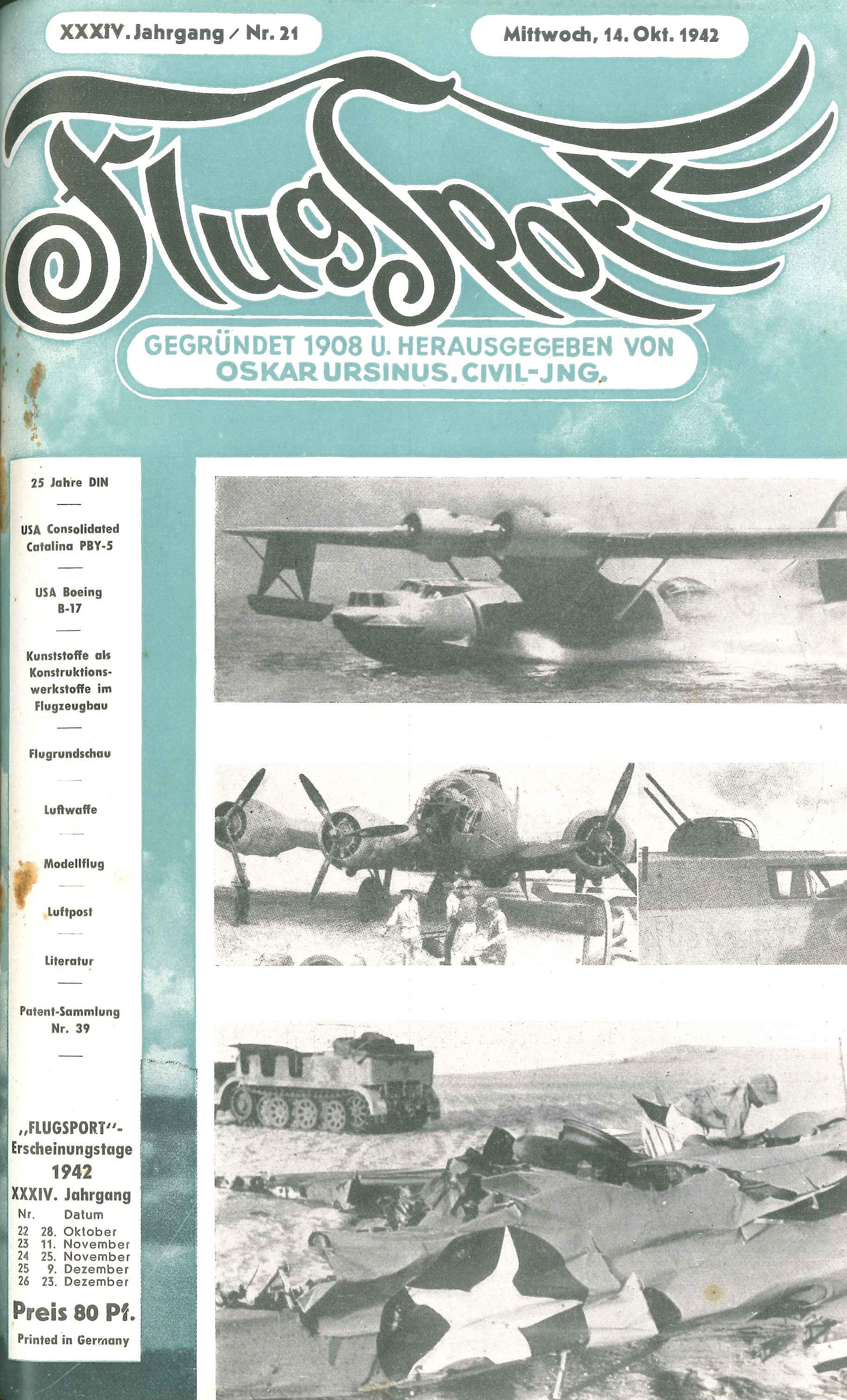 Flugsport 1942 - Heft 21/1942