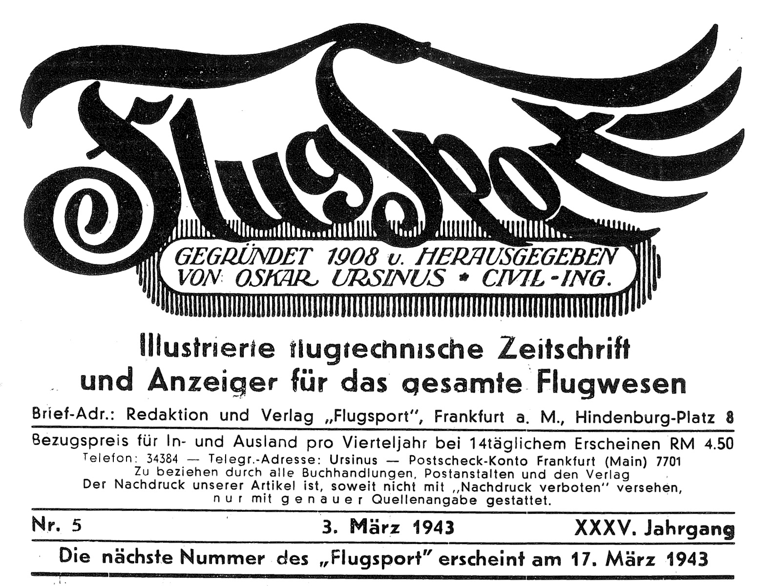 Flugsport 1943 - Heft 5/1943